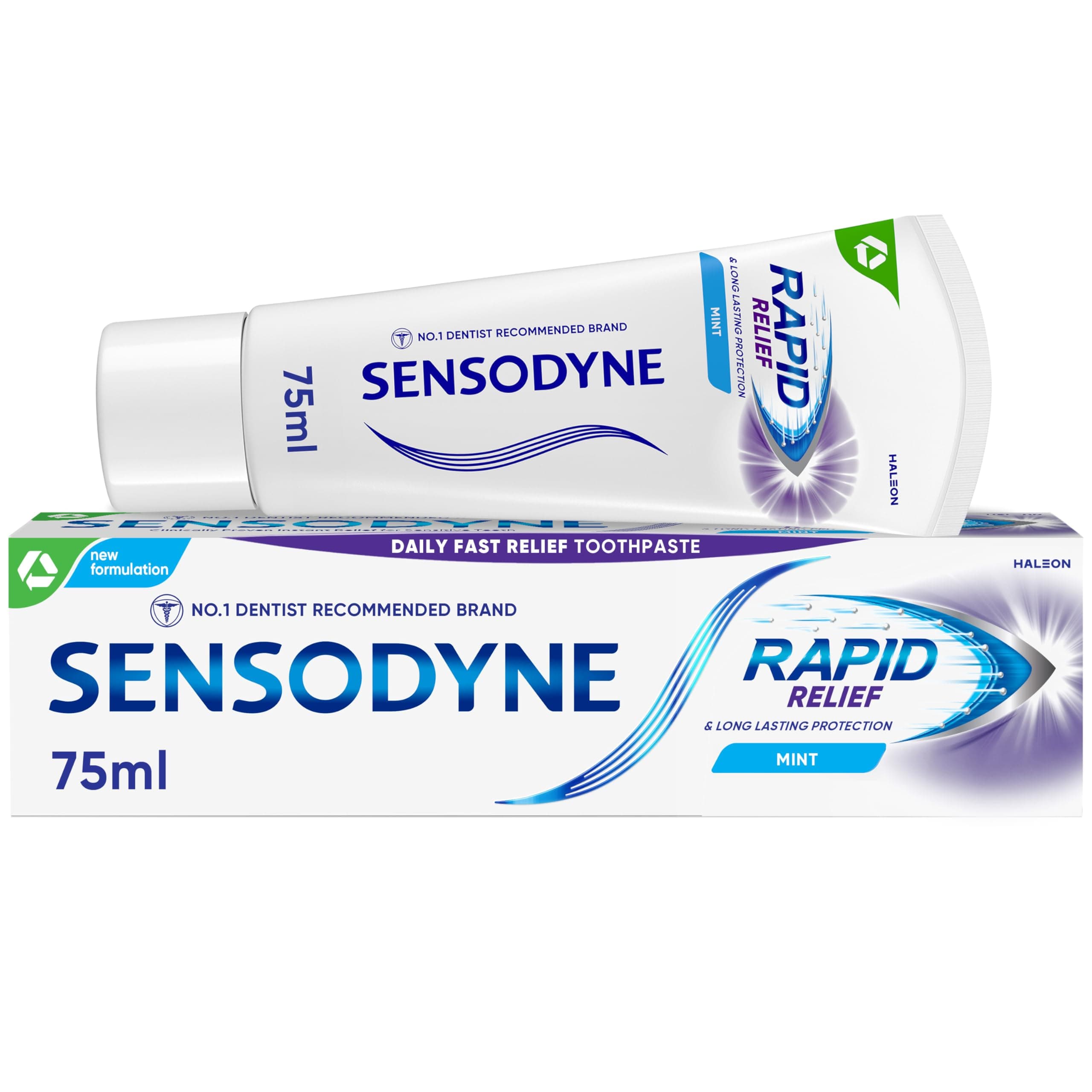Sensodyne Rapid Relief Toothpaste, Daily Fast Relief Sensitive Toothpaste for Sensitive Teeth, Original Mint Flavour, 75ml