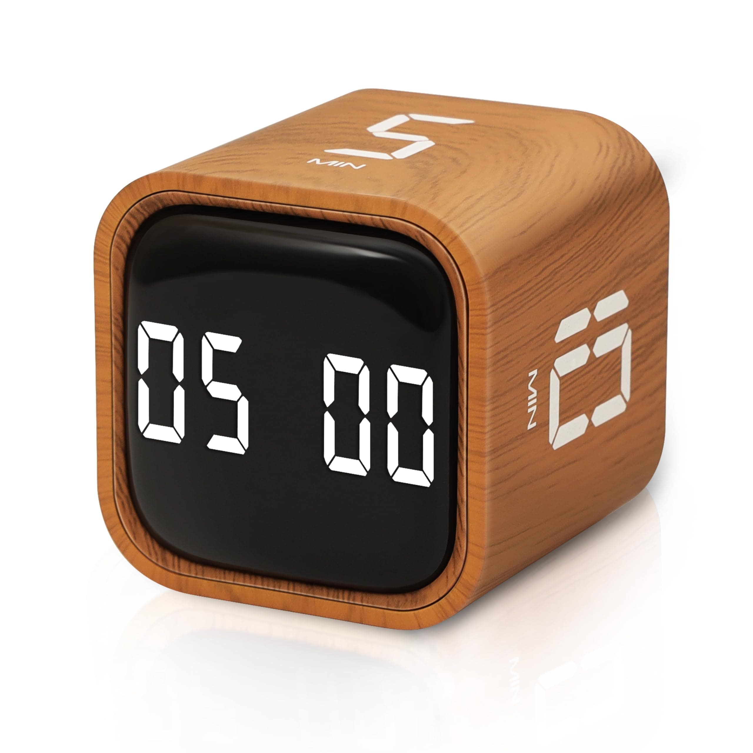 VEWINGL Cube Productivity Timer, 5/10/30/60 Min Presets + Custom Countdown, Silent/Vibrate/Sound Alarm, Pause & Resume, Desk Timer for Work, Study, Tasks, Kitchen