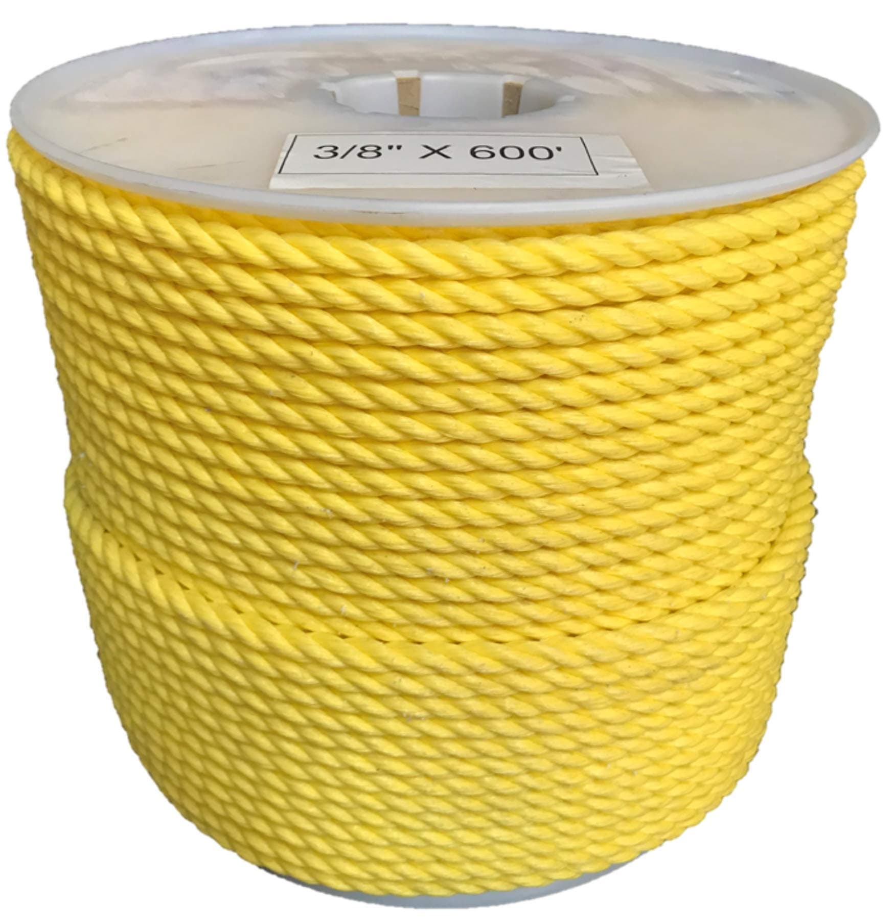 3/8" x 600' Yellow Poly Rope 3/8 x 600 Polypropylene 3 Strand Twisted