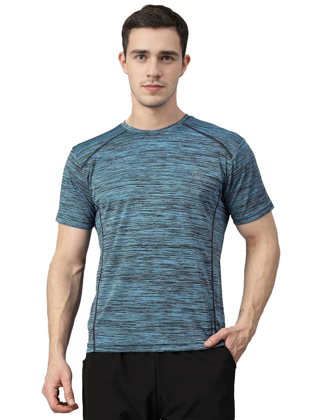 CHKOKKO Men's Polyester Regular Fit Round Neck Regular Dry Fit Gym Sports T-Shirt