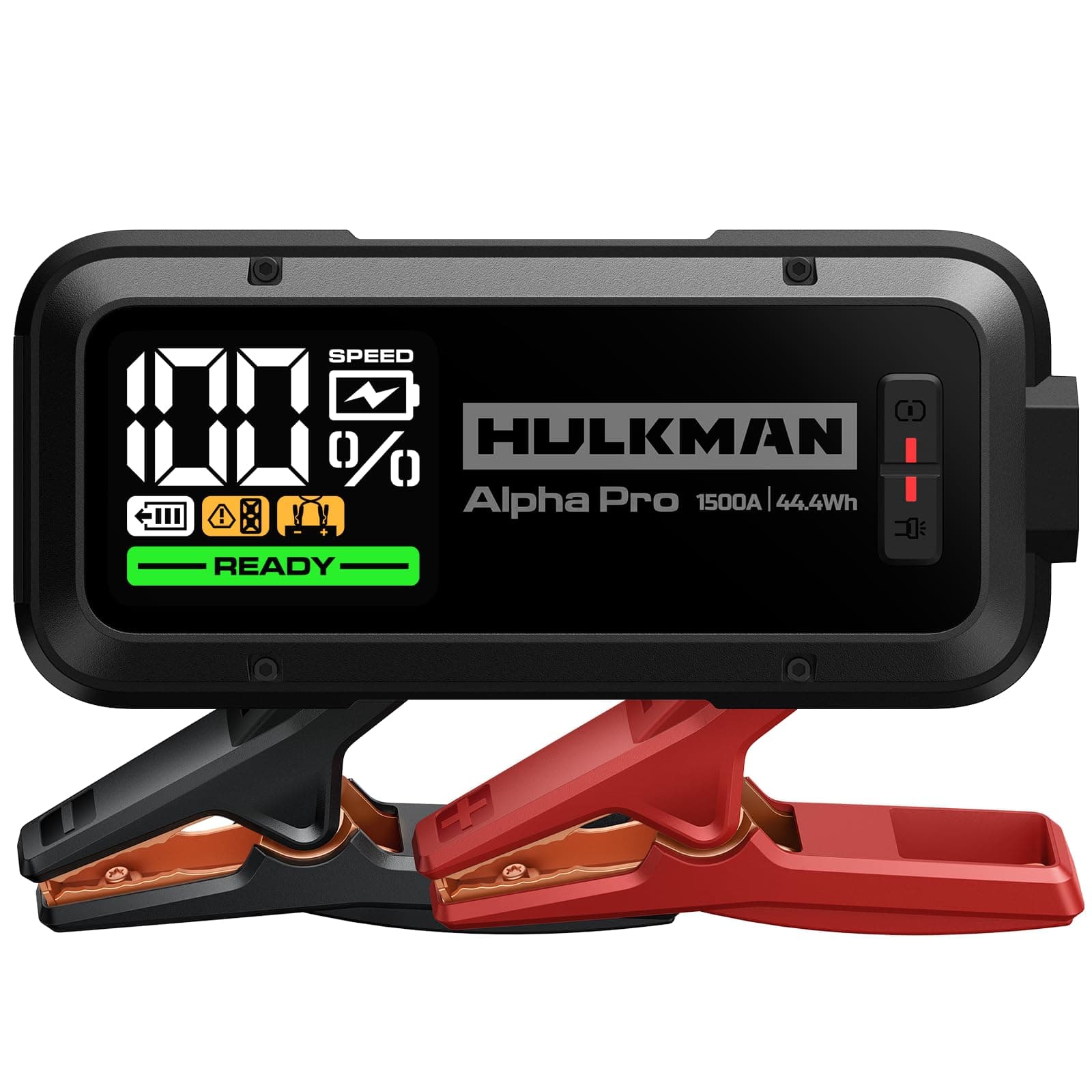 Alpha Pro, Solid Black, 1500A 44.4Wh Smart Jump Starter, PD65W in&Out Car Battery Pack, 12V Portable Jumper, for 7.5L Gas and 4.5L Diesel Engines, Jump Box with 3.3" LED Display