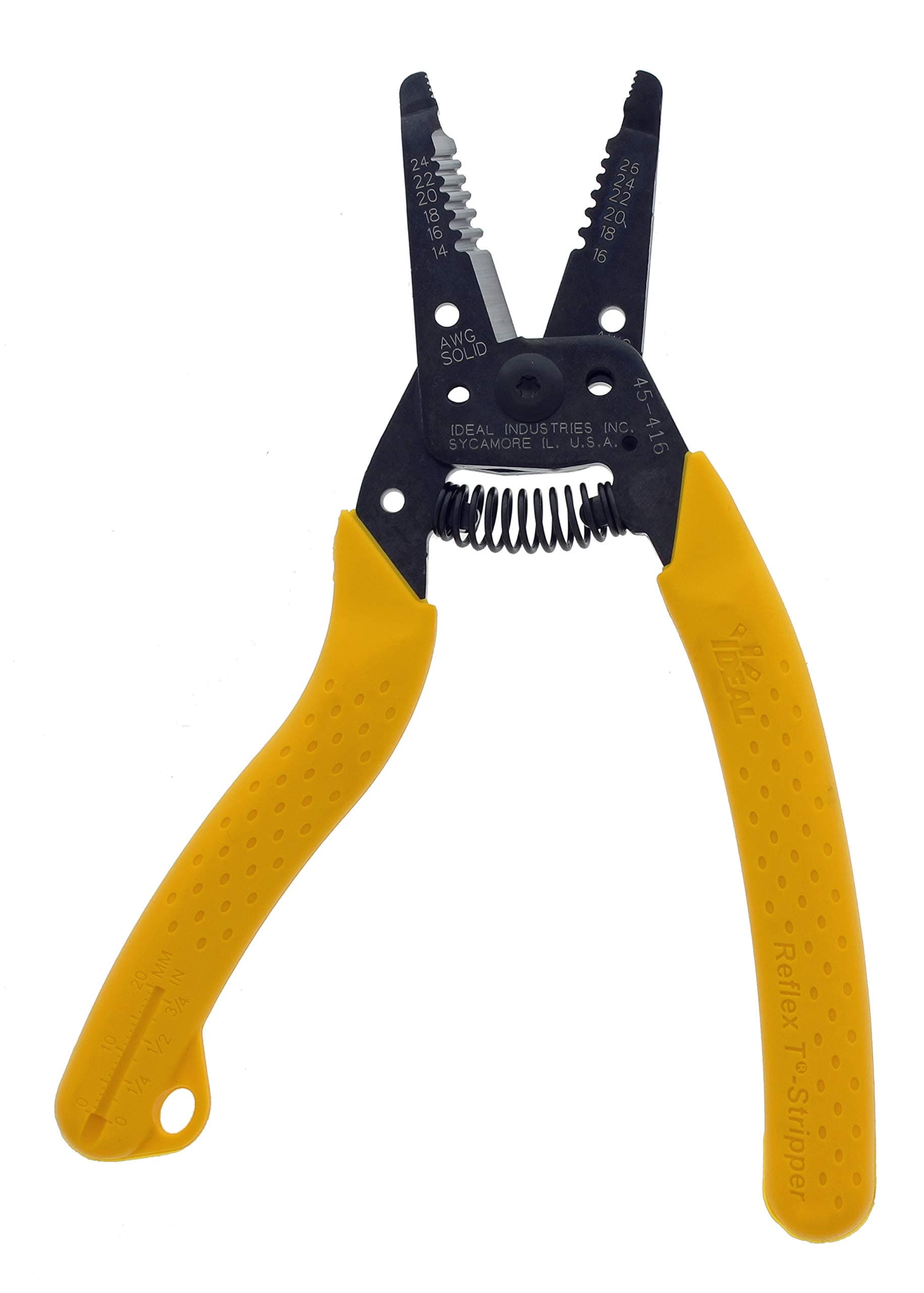 IDEAL Electrical 45-416 Premium Reflex T-6 Stripper - 14-26 AWG, Wire Stripper with Thumb Rest, Plier Nose, Slide Lock, Textured Grips