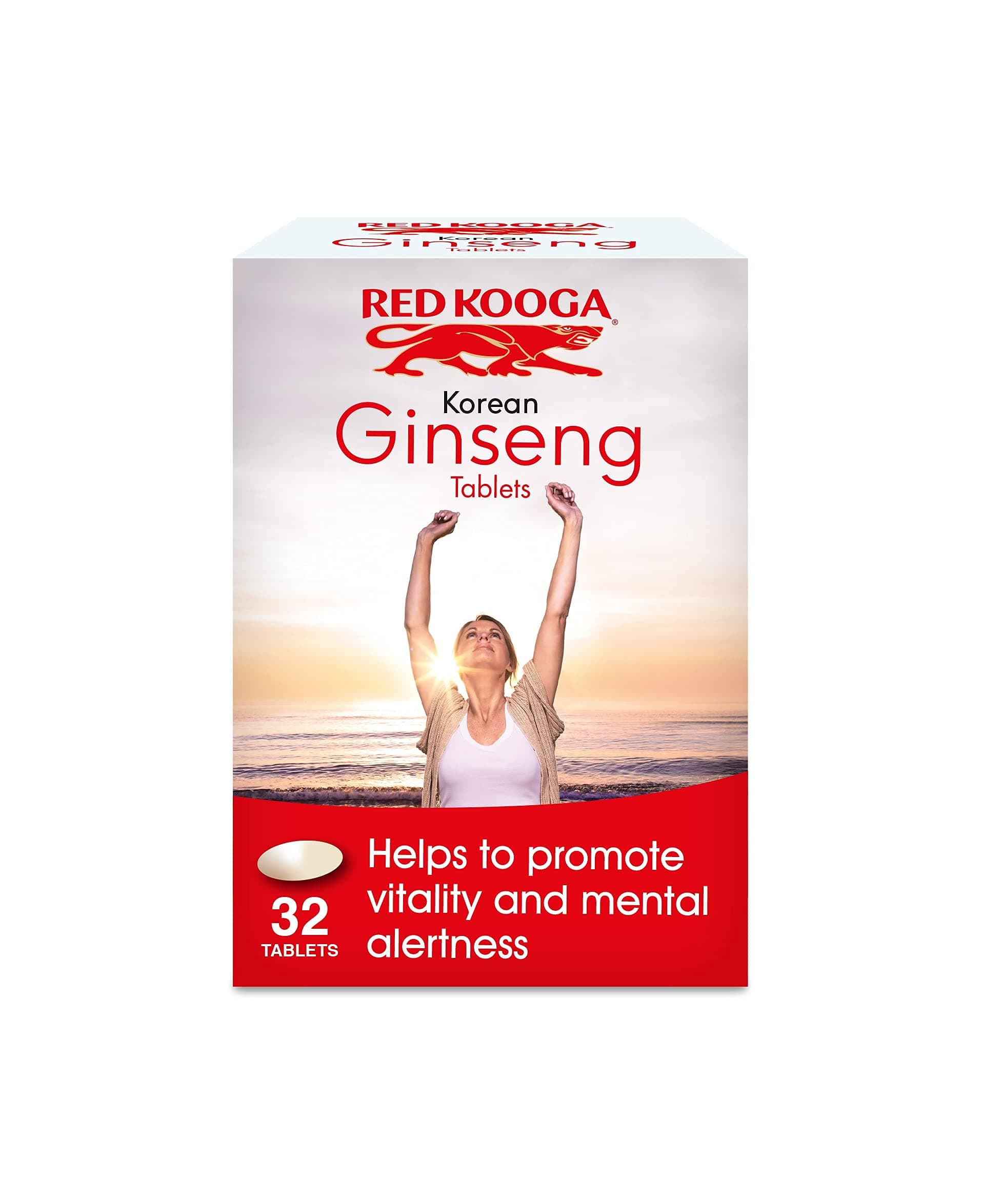 Red Kooga Ginseng Tablets | 32 Easy-to-Swallow Tablets | Containing Korean Panax Ginseng | To Promote Vitality & Mental Alertness