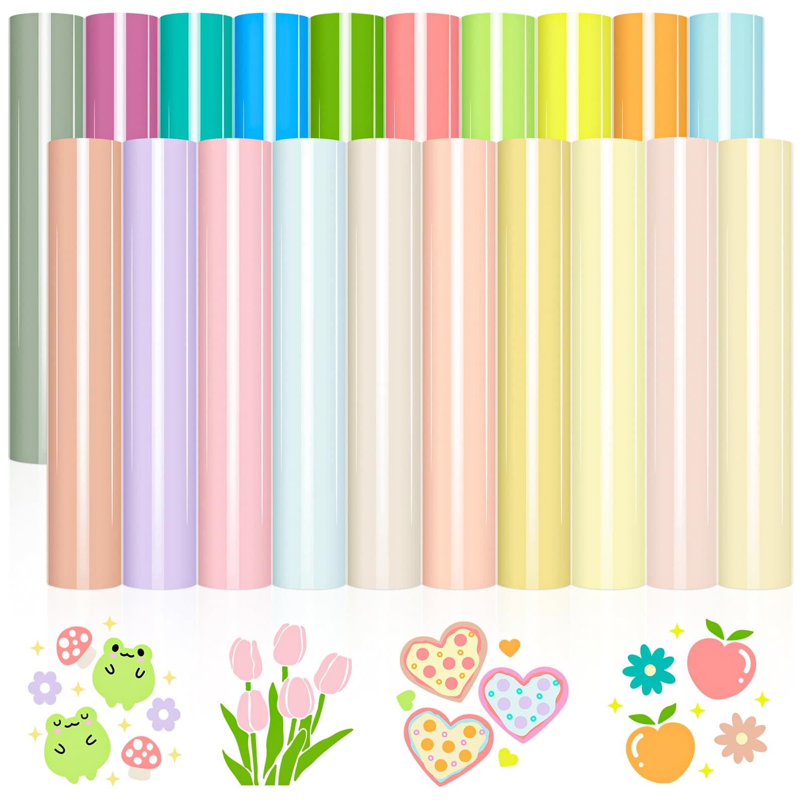 VINYL FROG 20 Sheets Boho Heat Transfer Vinyl Bundle 12"x10" Neutral Tone Cream Tan Vinyl Packs 10 Assorted Pastel Color Iron on Vinyl Easy to Weed HTV Vinyl for DIY T-Shirts