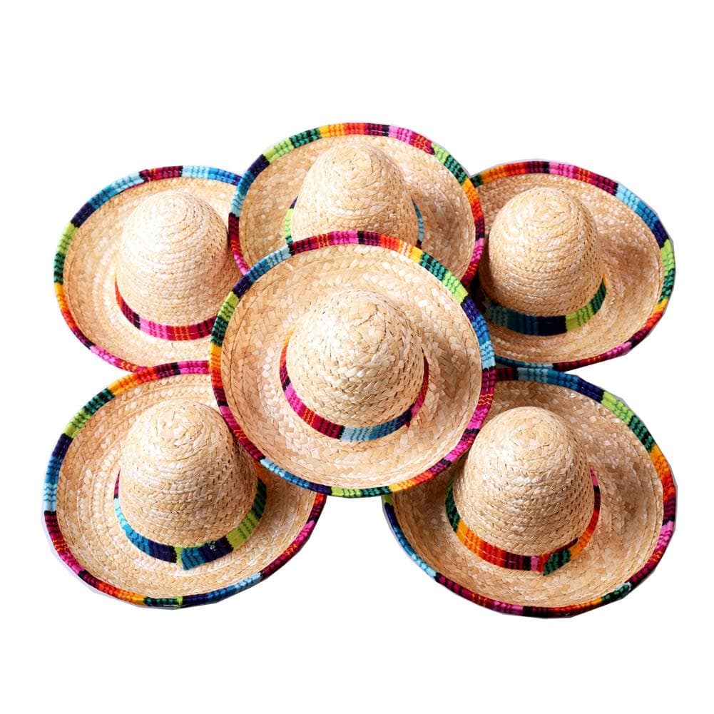 Crazy Night Natural Straw Medium Sombrero/Medium Mexican Hat,Tabletop Party Supplies Medium Size (12 pcs)