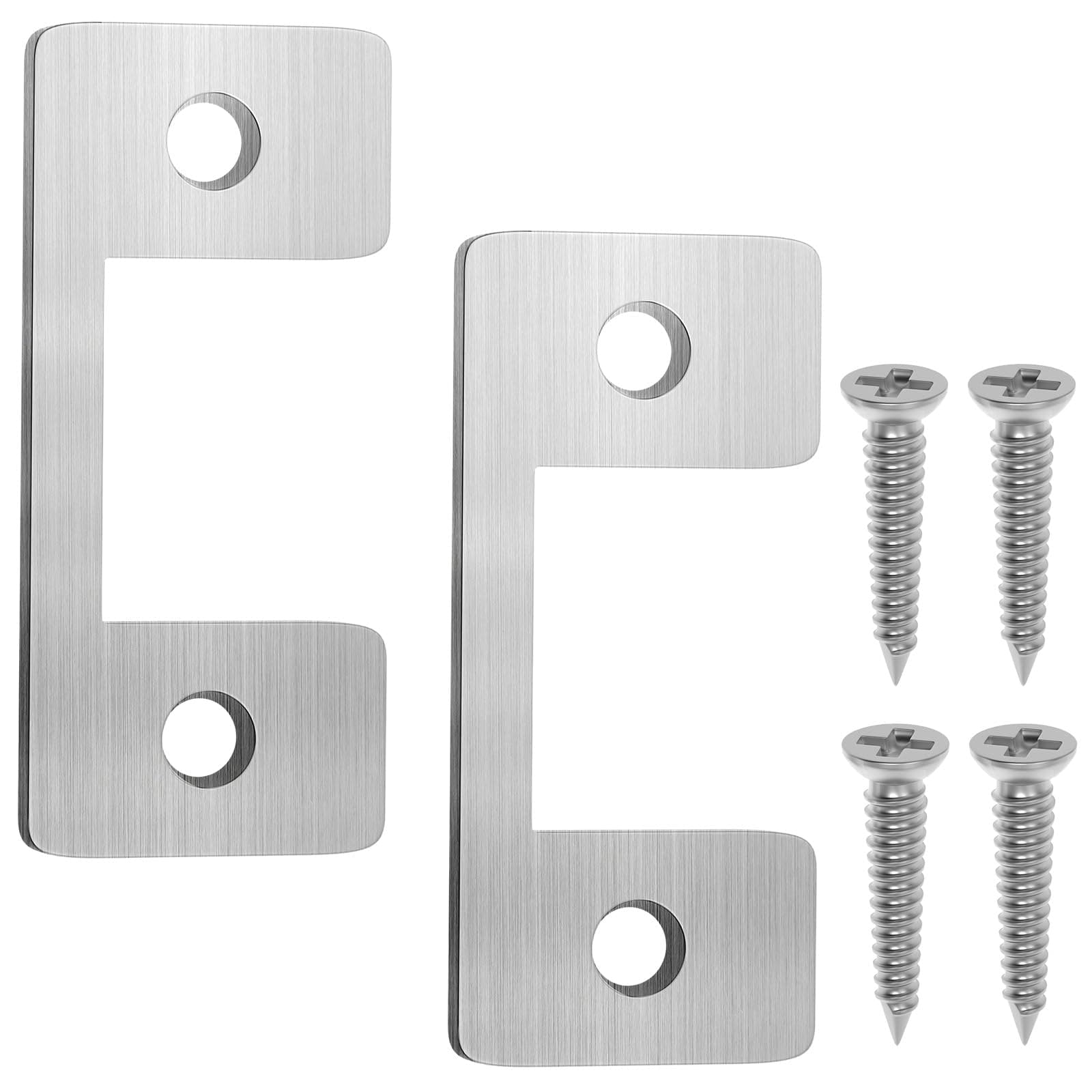 Adjustable Strike Plate for Exterior Doors, Large Hole for Latches and Electronic Locks - Security Strike Plate for Home and Rental Apartments - Door Hole Cover Plate with Threaded Screw (Pack of 2)