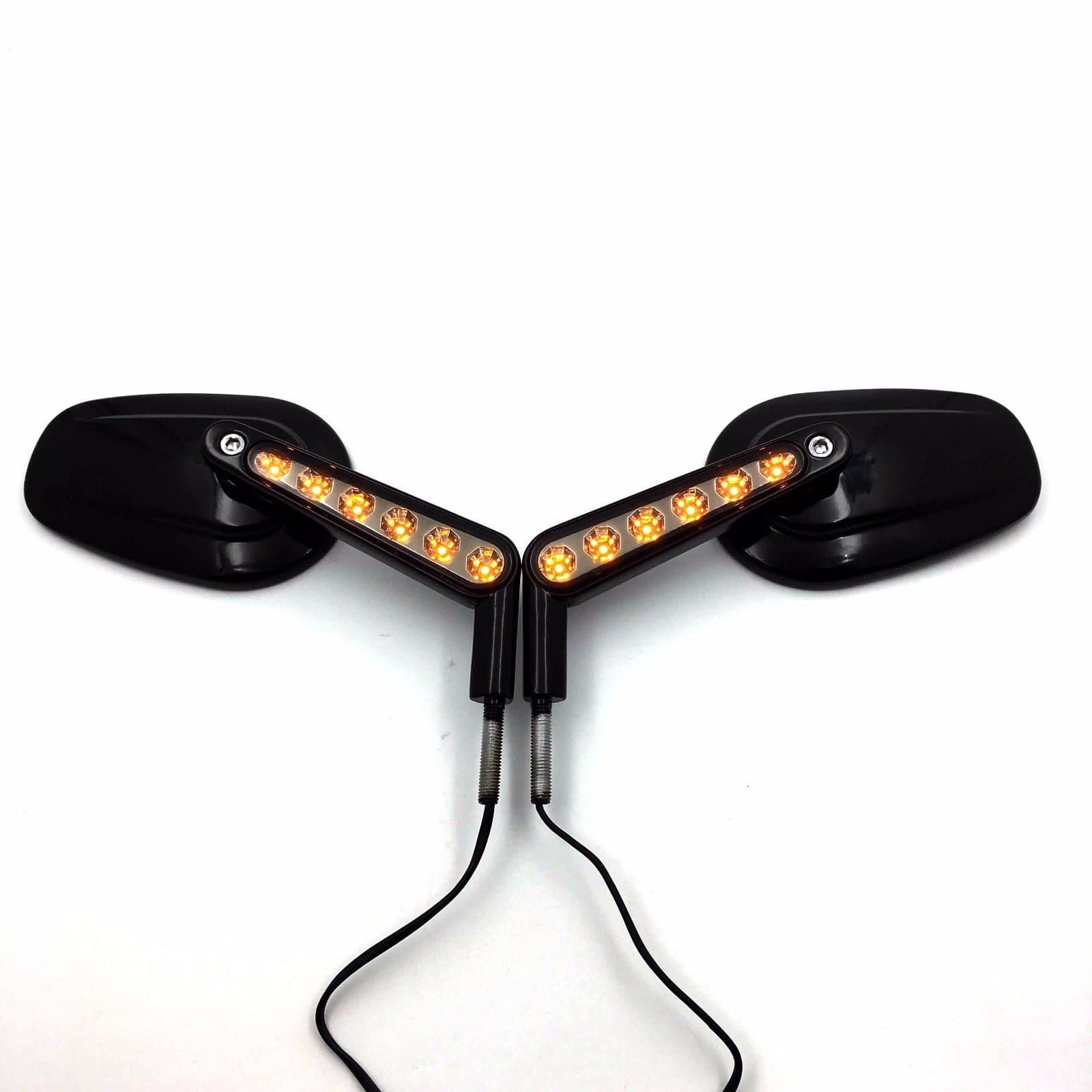 NBX- Black Rear View Left Right Mirrors with LED Stem Compatible with Harley Davidson FLSTC FXDB DYNA FXDF FLSTF