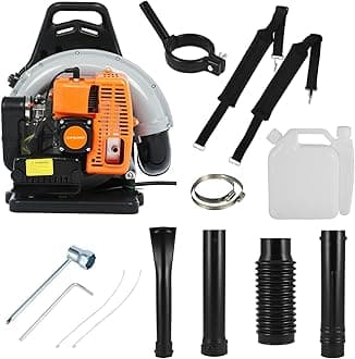 63CC Gas Powered Backpack Leaf Blower, 2 Stroke 665 CFM Cordless Leaf Blower Dust Blowers Single Cylinder Air Cooled Cleaner Garden Tool for Lawn Yard Blowing Debris