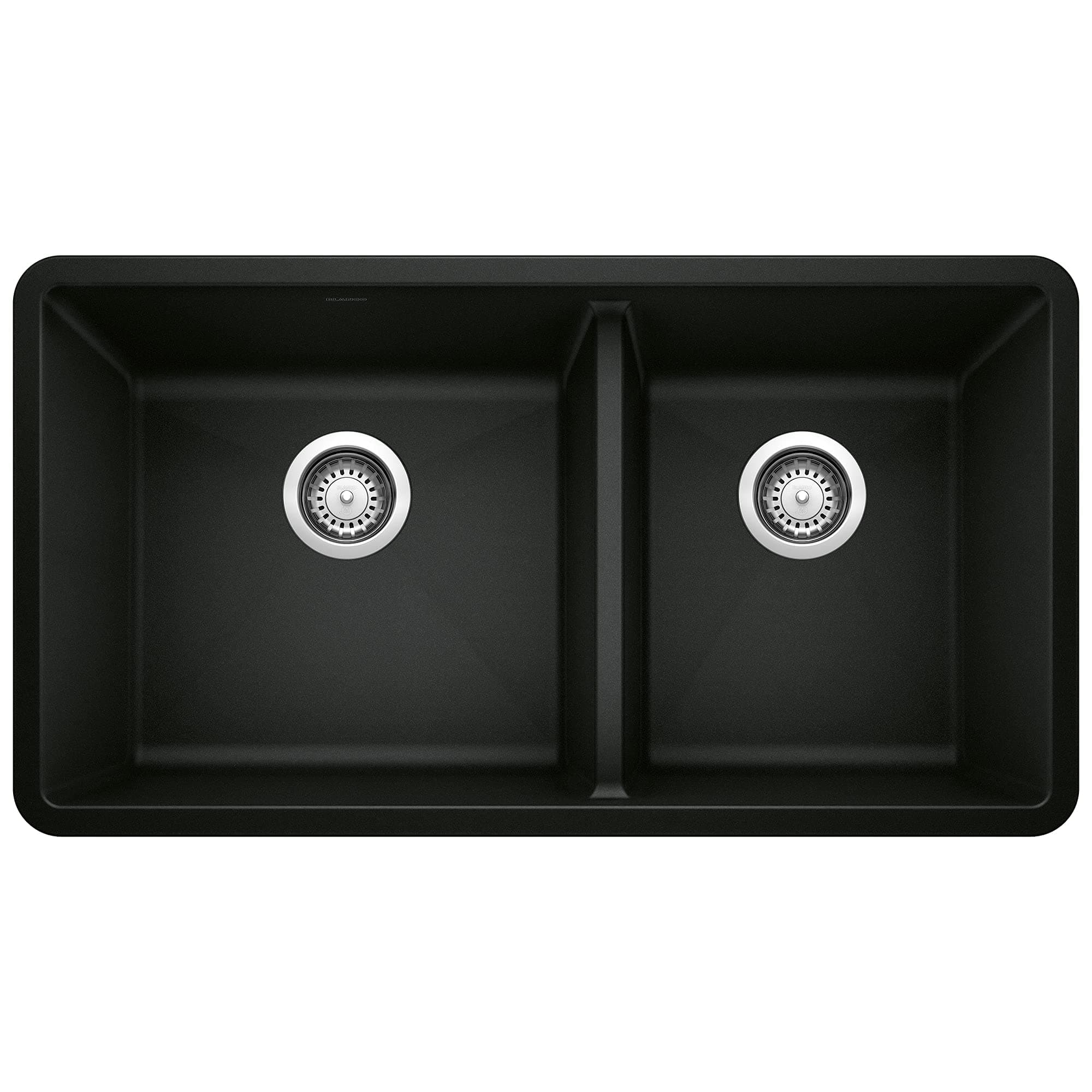 Precis Silgranit 60/40 Double Bowl Undermount Kitchen Sink, Coal Black 33"