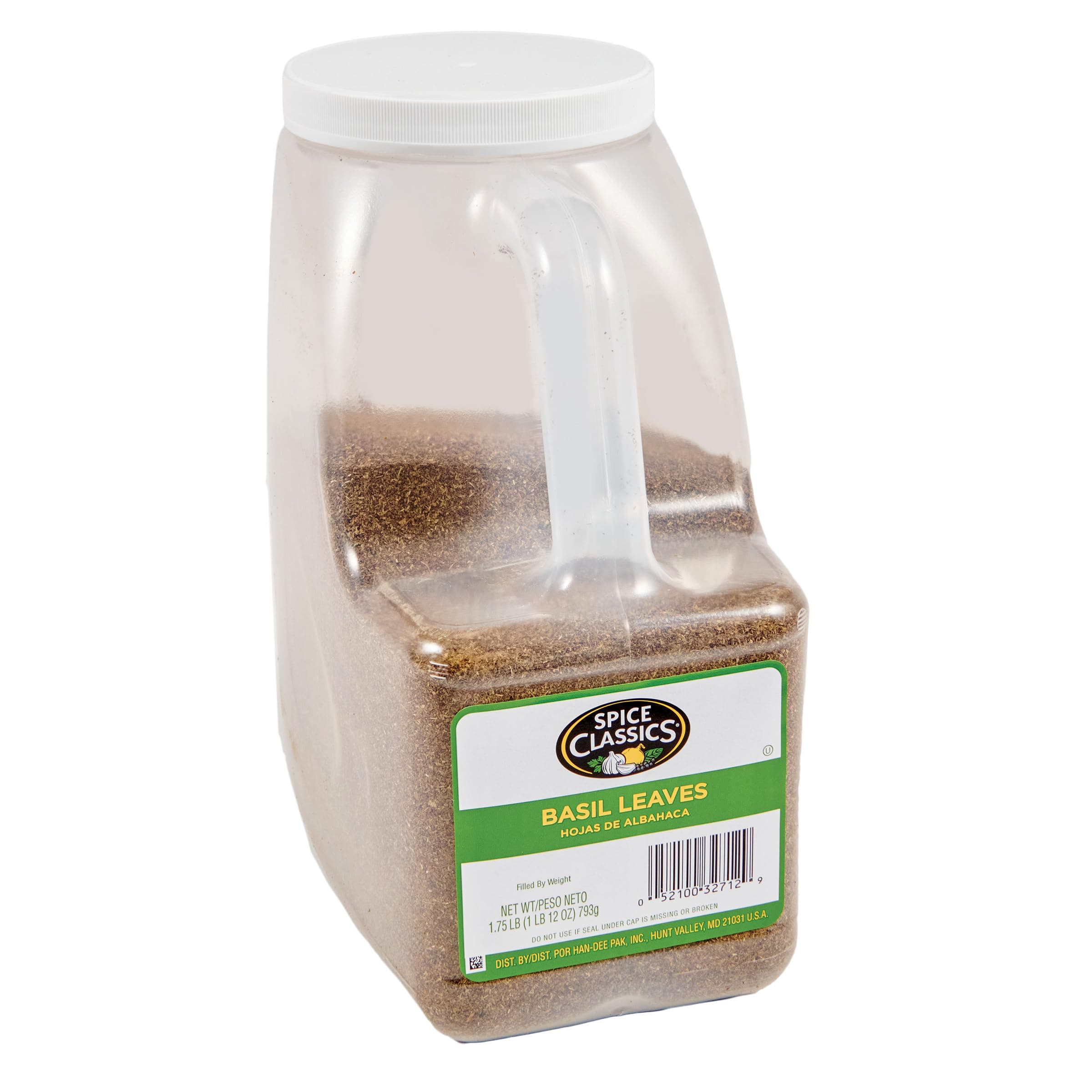 Spice Classics Dried Basil Leaves, 1.75 lb - One 1.75 Pound Container of Bulk Basil Seasoning for Back-of-House Use, Perfect Substitute for Fresh Basil