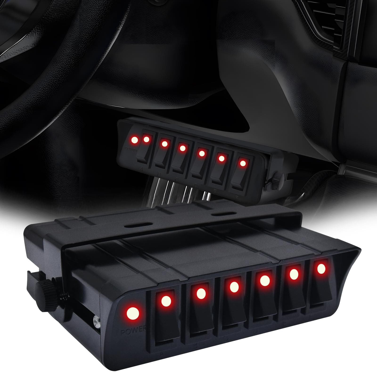 Geloo 6 Gang Rocker Toggle Switch Panel Box SPST 12V On/Off Switch Panel Box 40 Amp Max for Auto Boats Marine Cars RVs Campers Trucks