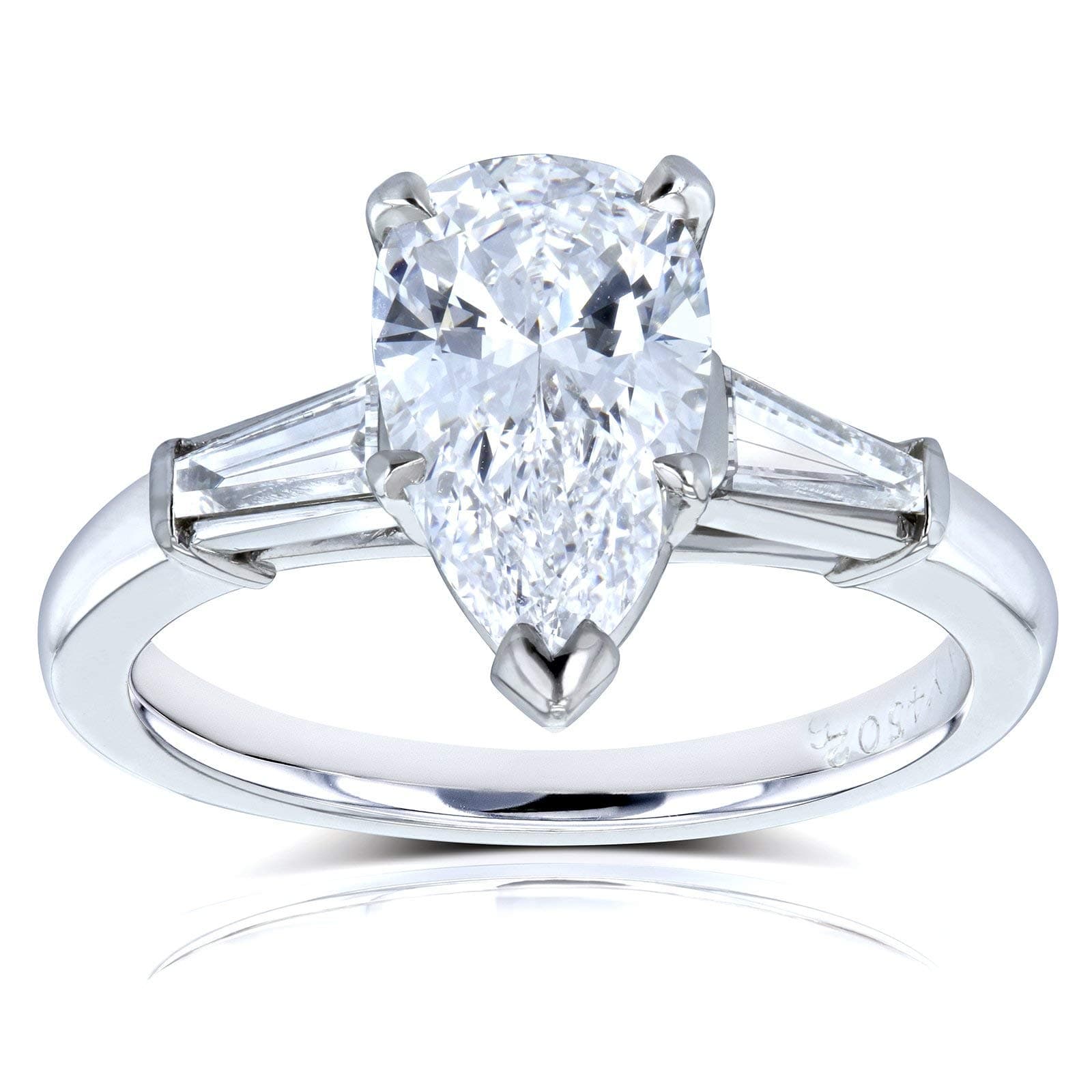 Van Cleef Pear Brilliant Diamond Three Stone Engagement Ring 2 1/10 CTW in Platinum (GIA Certified), Size 6