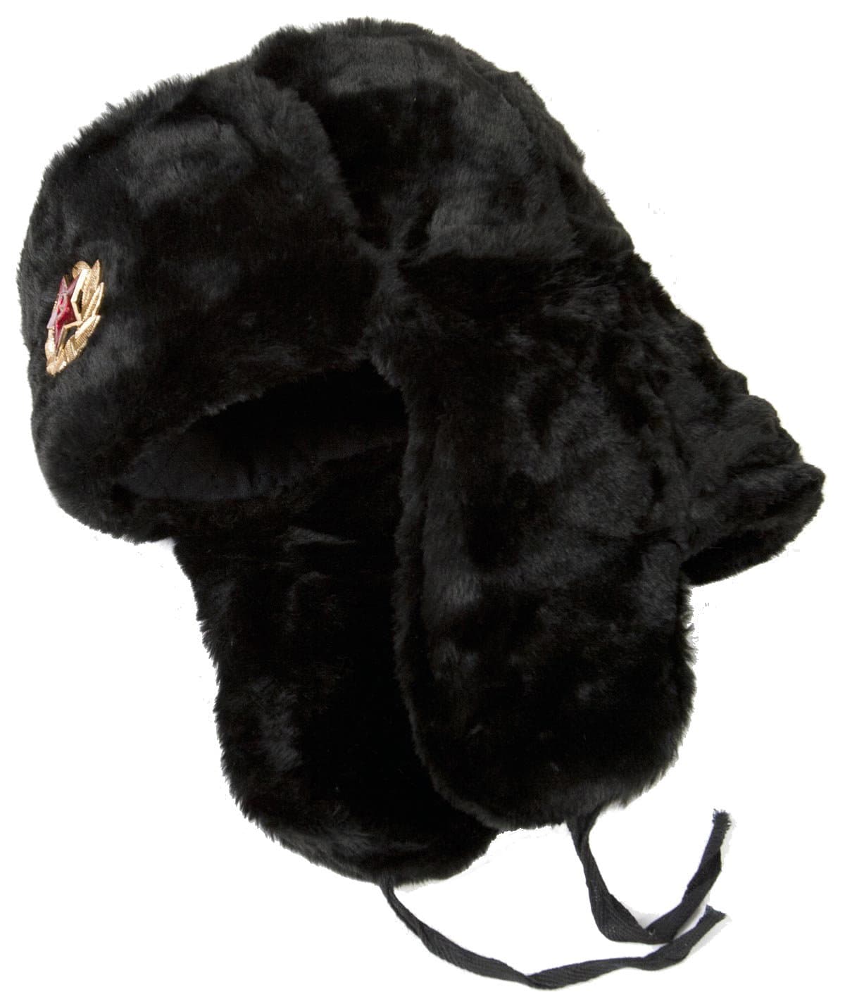 Hat Russian Ushanka Black Soviet Army Officer
