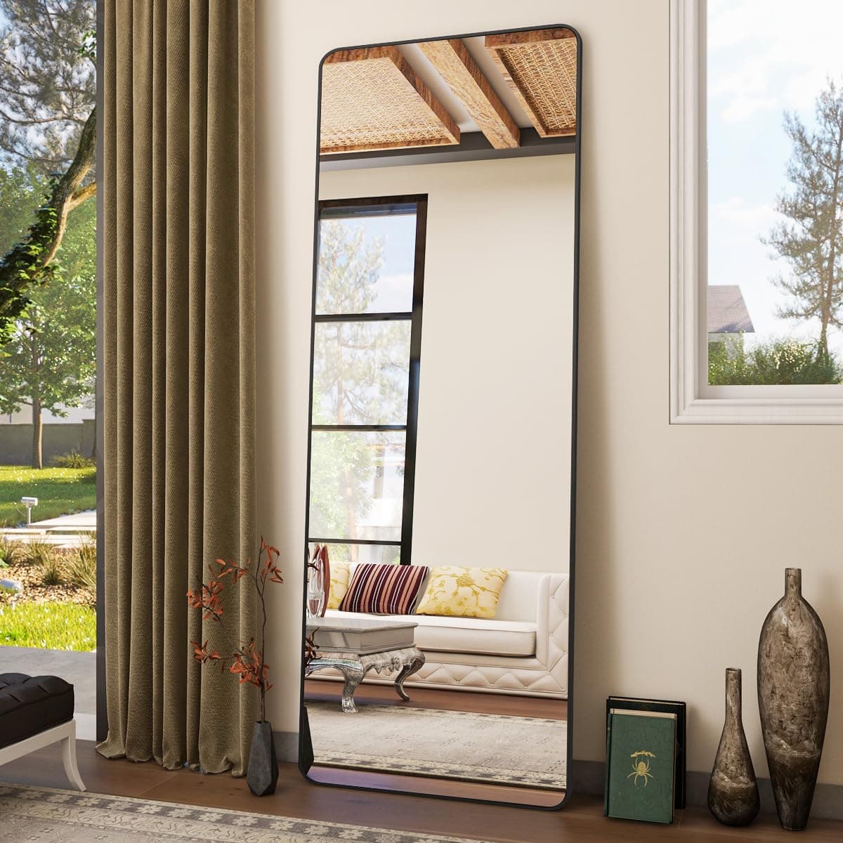 Full length mirror with round corners