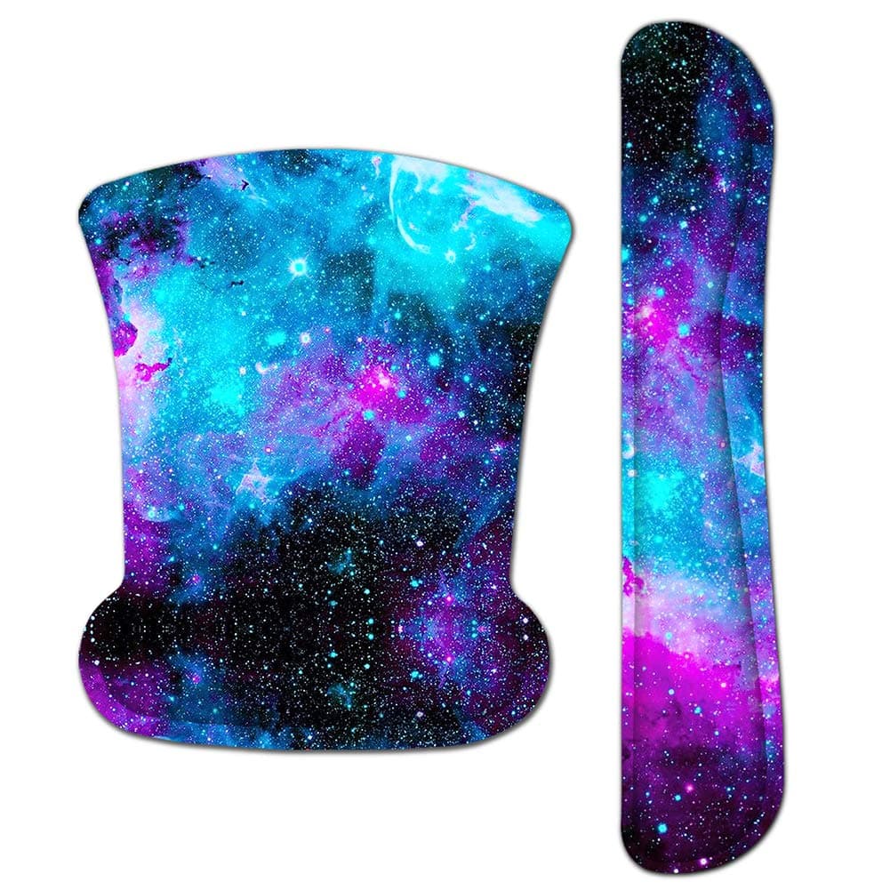 Mouse Pad with Wrist Support and Keyboard Wrist Rest Pad Set,Ergonomic Mouse Pads for Computers Laptop,Non-Slip Comfortable Mousepad w/Raised Memory Foam for Easy Typing & Pain Relief (Galaxy)