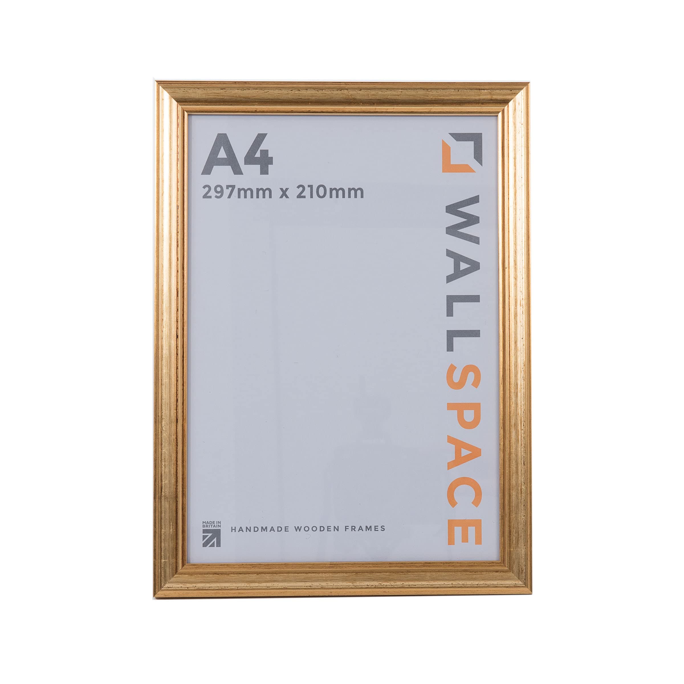 Wall Space A4 Gold Frame | Photo Frame 297 x 210 | Picture Frame | Certificate Frame Made From Solid Wood With Real Glass