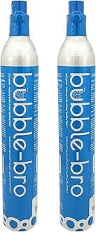 bubblebro 60L CO₂ Cylinder - 2 Pack 410g Food-Grade CO₂ - Compatible also with Drinkmate & Other Standard EU/US Soda Makers (Excludes Quick-Connect & AU Models)