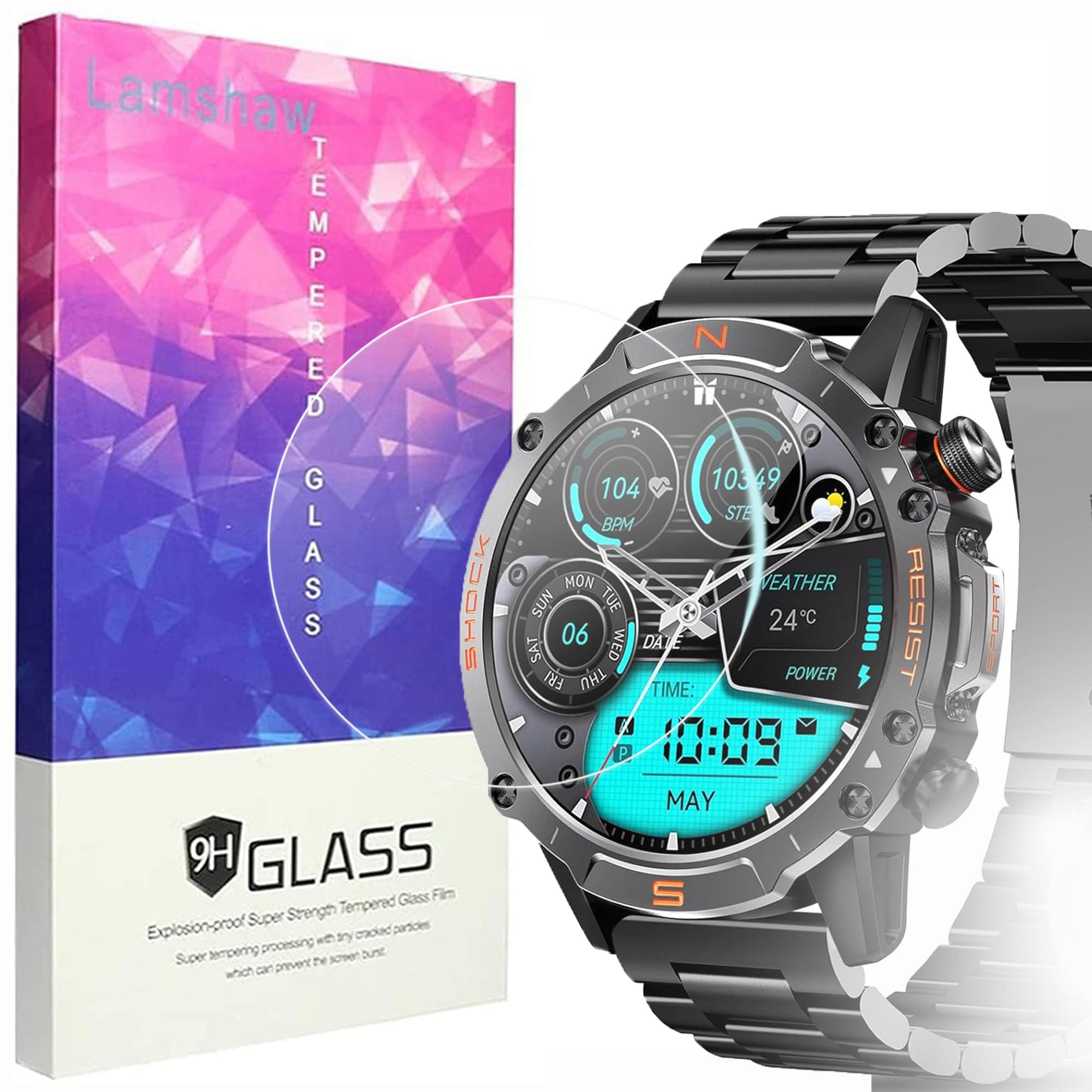 Lamshaw Compatible for WalkerFit M6 Ultra Smart Watch Screen Protector, [3 Pack] 9H Tempered Glass Screen Protector Film Compatible for WalkerFit M6 Ultra 1.43 Inches Smart Watch (6 Pack)