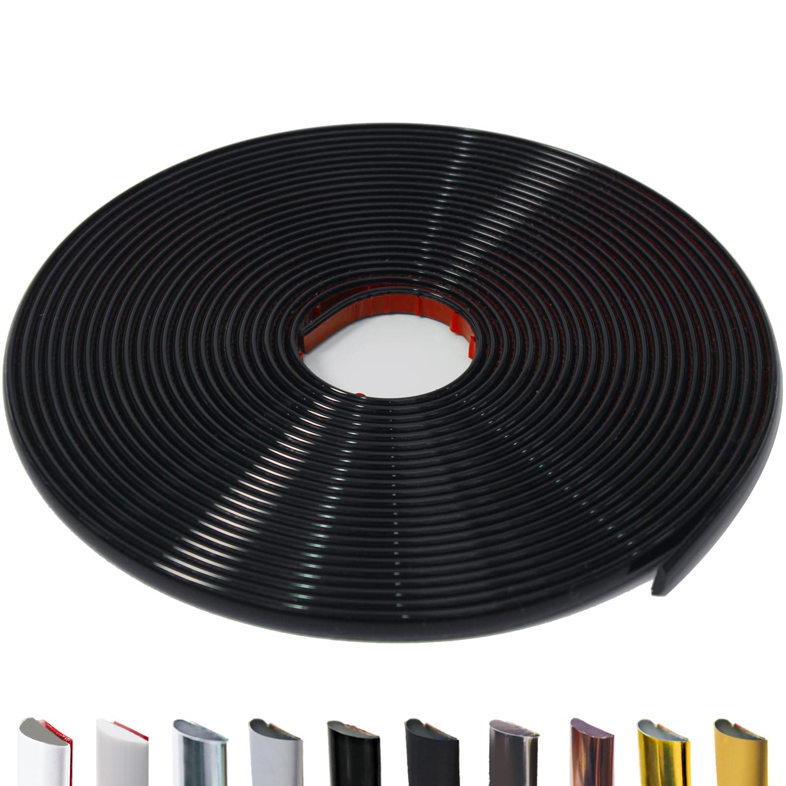 JSIWOTH Peel and Stick Trim Molding, 8 M D-Shape Baseboard Trim Flexible for Walls, Edges & Borders, Window & Door Frames, Backsplash, Black Waterproof and Self Adhesive Trim