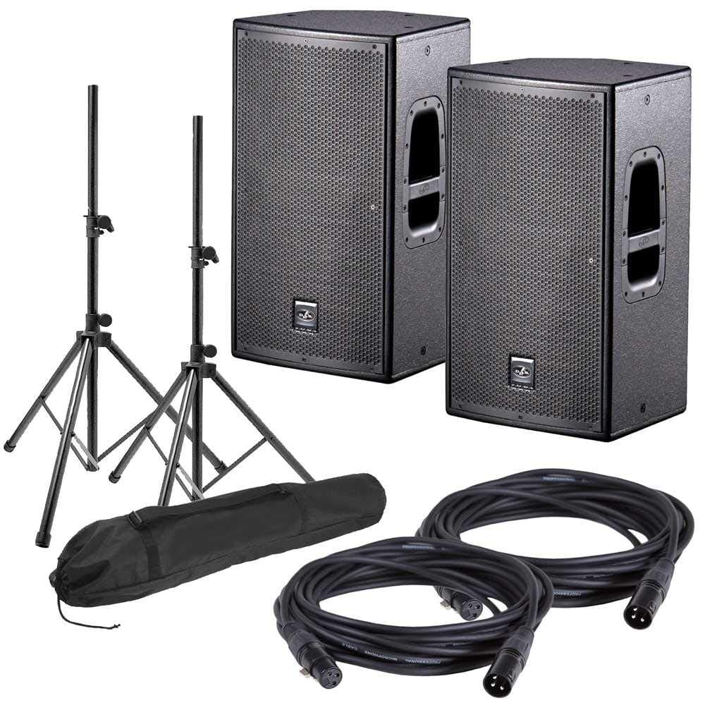 DAS Action 12A Powered Speakers w/ Stands & Cables