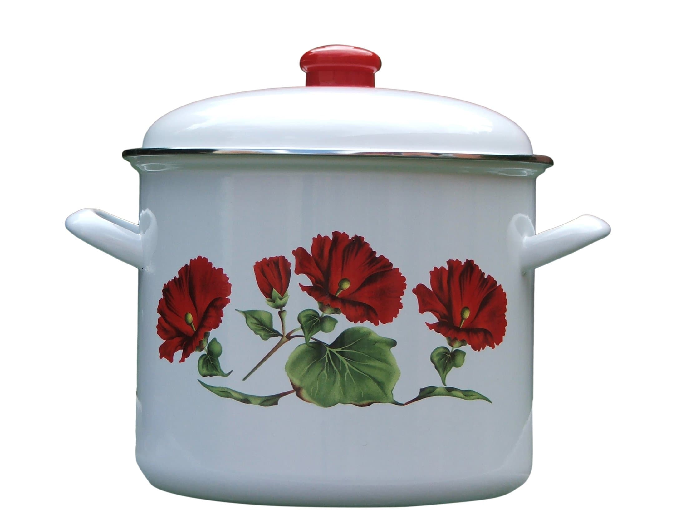 Uniware Deep Stock Pot with Rose Print, 4 Pieces Per Carton, 3.7 L, White