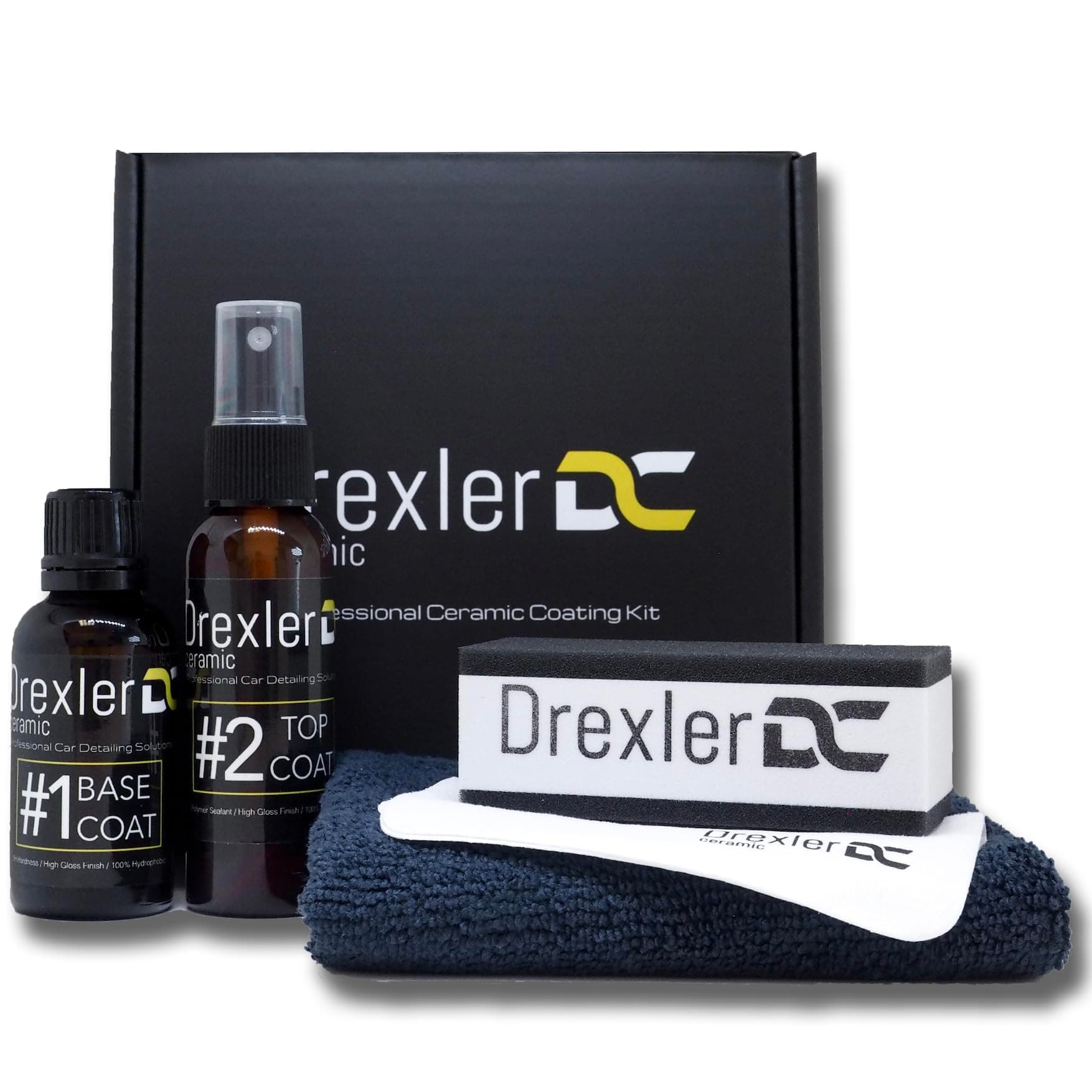 Ceramic Coating Kit for Cars – Drexler - Ultra High Gloss & Hydrophobic Protection for Cars - 30ml + 50ml - 9H Hardness, Long-Lasting Shine & 3-5 Years Durability | Professional Car Detailing Kit