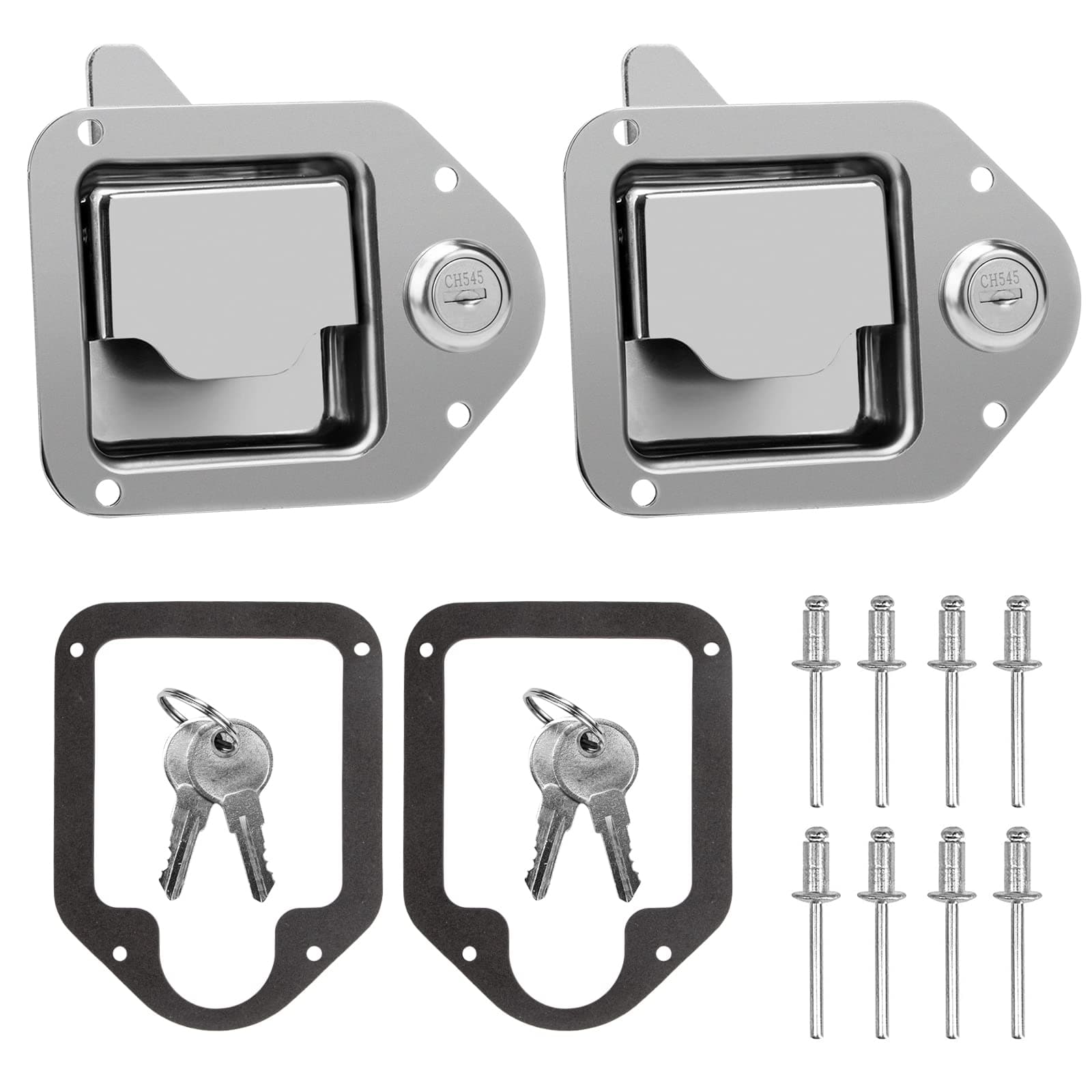Truck Tool Box Latch Replacement Stainless Steel Toolbox Paddle Lock Replacement Handle with Keys for Truck, RV, Trailer, UTV, ATV Box (2 Pack)