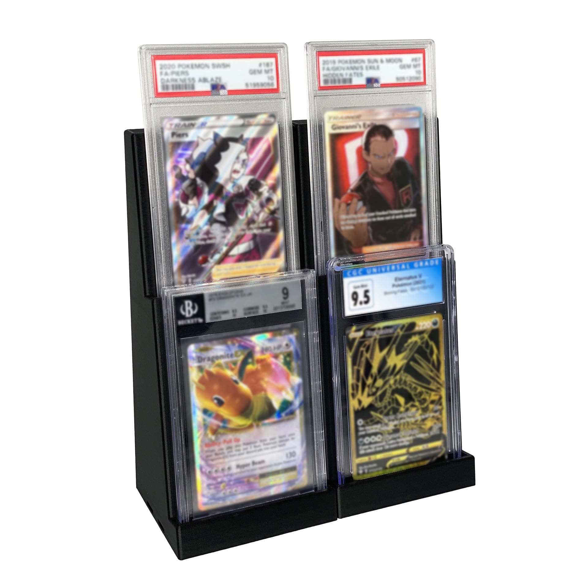 Graded Card Display Stand (2 Pack) (2 Tier) (Black) - Compatible with PSA, Beckett, and CGC