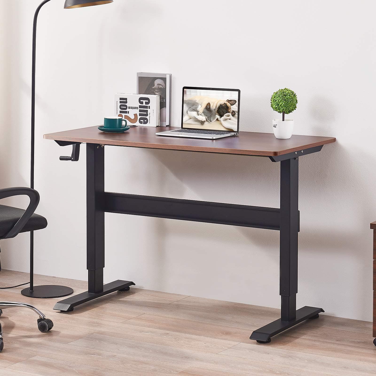 Manual Adjustable Height Standing Desk Frame Sit Stand Desk Frame, with Manual Crank Handle, Ergonomic Standing Workstation