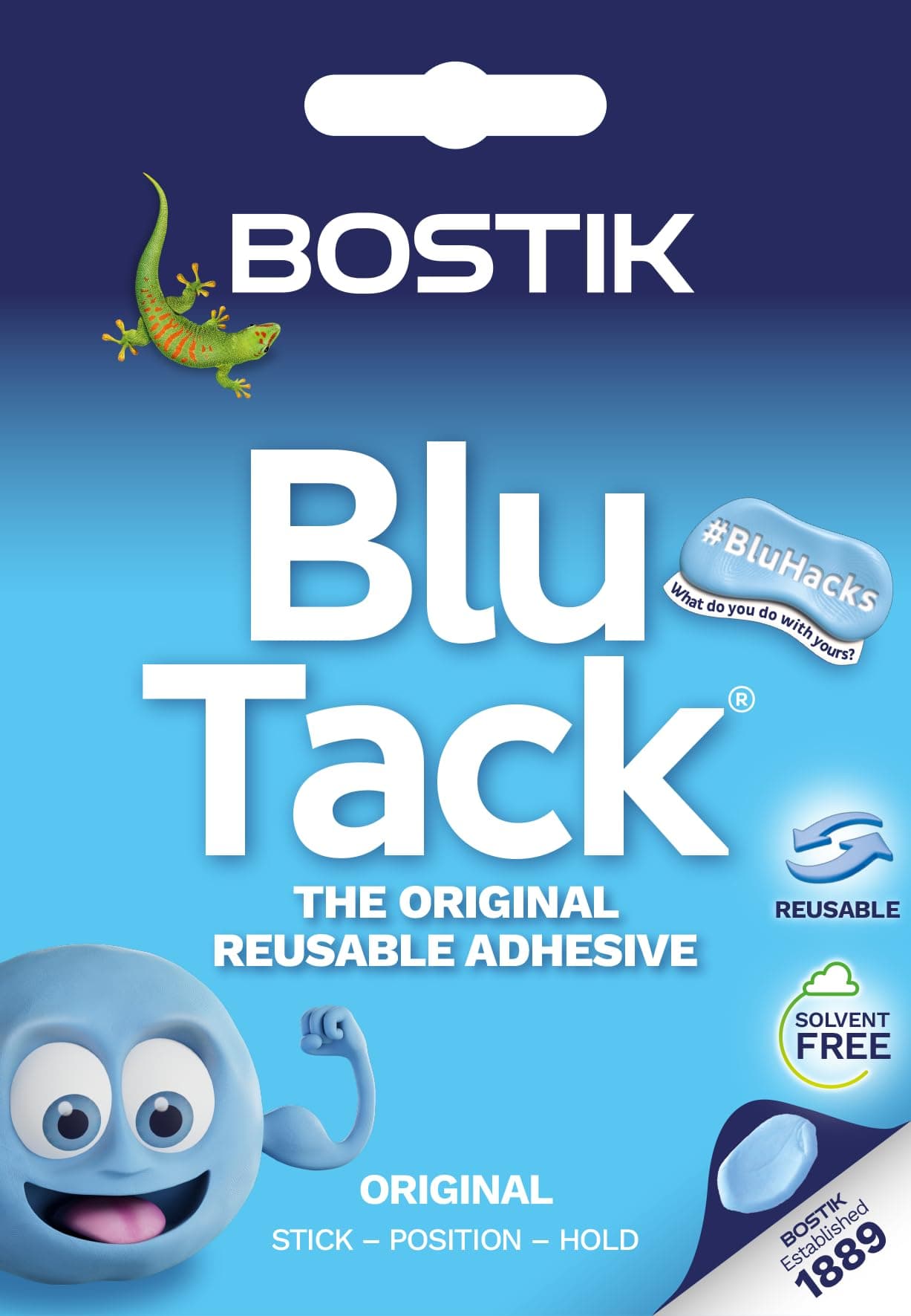 Blu Tack Blue - Handy Size - Multipurpose Reusable Adhesive - Clean - Safe & Easy to Use - Non-Toxic