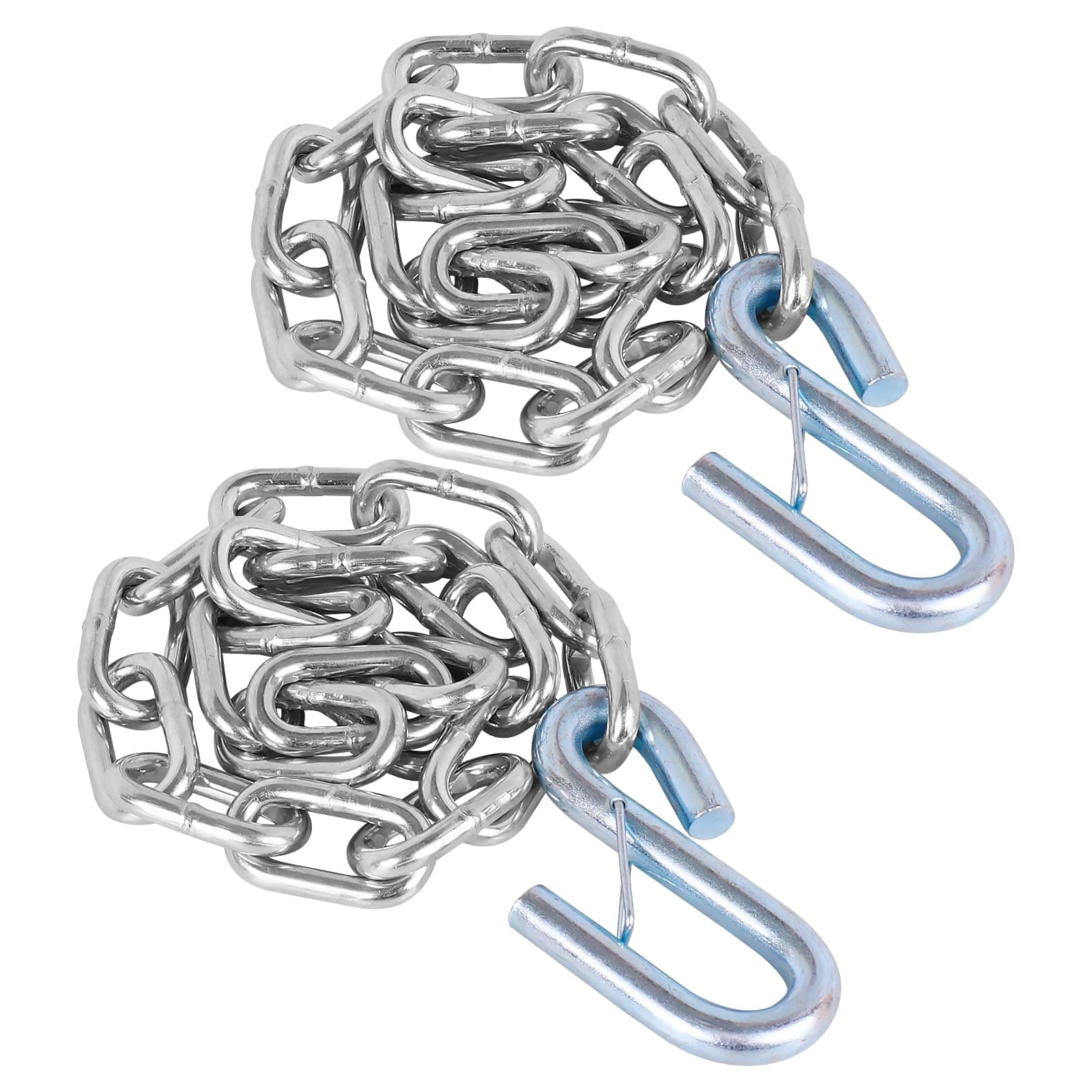 27" Trailer Safety Chain with 1pcs 3/16" Spring Hook, Grade-30 Metal Safety Chain Kit 3000 lbs(Pack of 2)