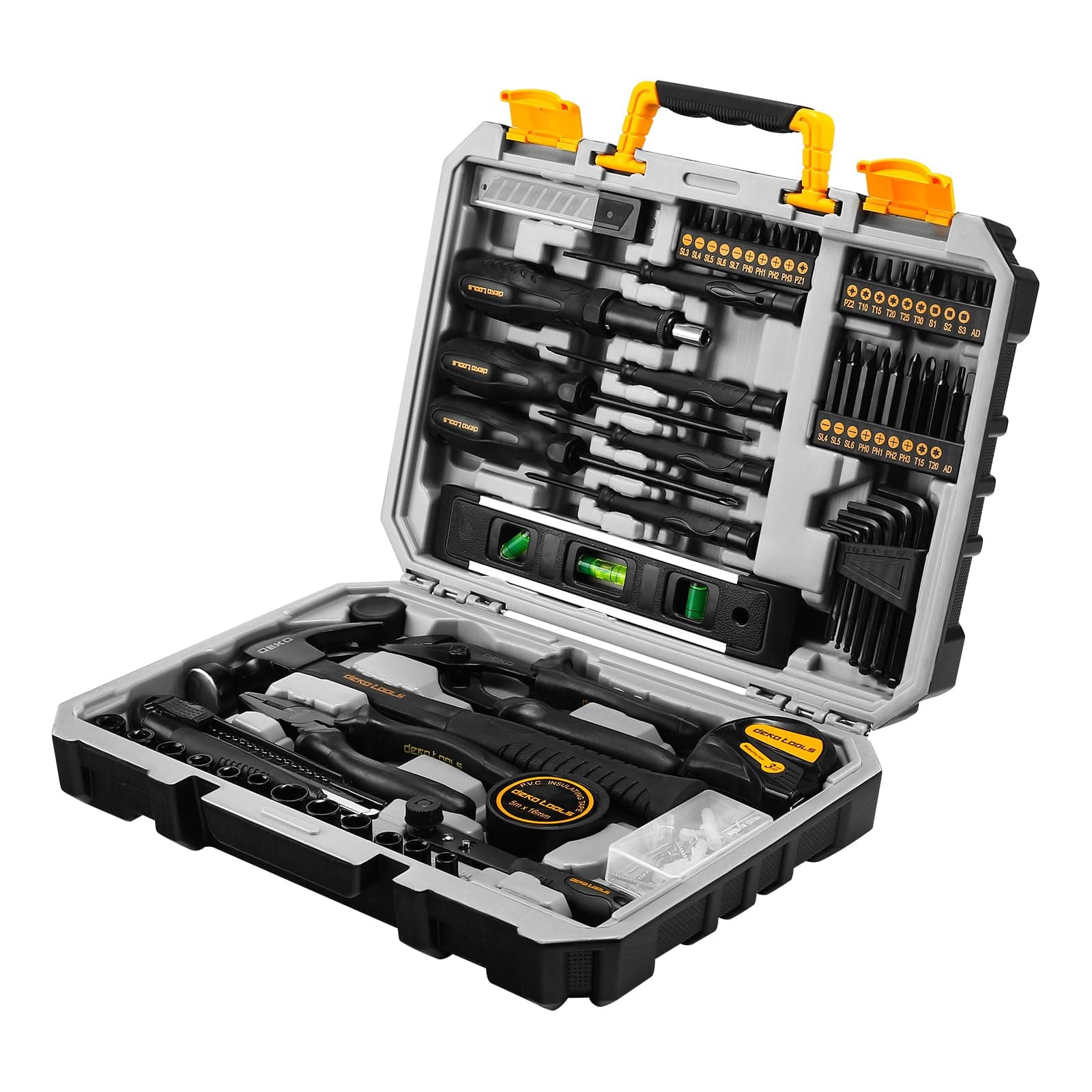 DEKOPRO 150 Piece Tool Set, General Household Hand Tool Kit, Home Repair Tool Kit with Plastic Toolbox Storage Case for DIY Project, Home Maintenance