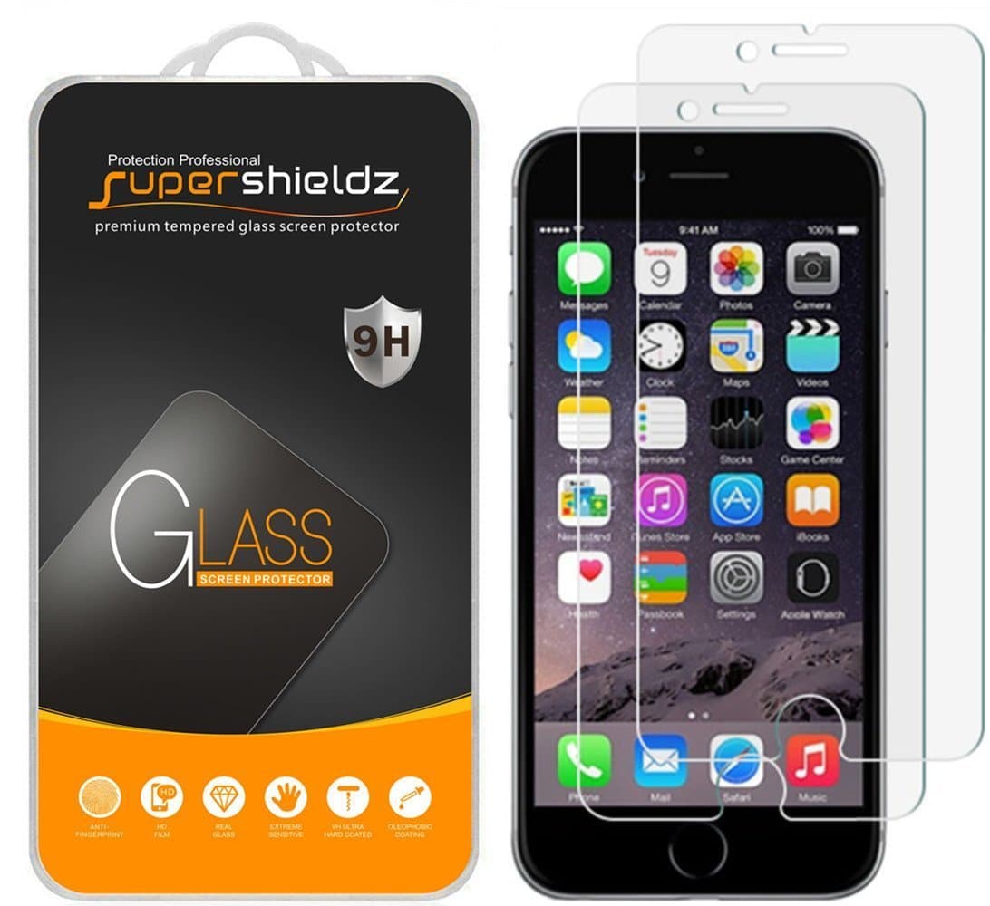 Supershieldz (2 Pack) Designed for iPhone 6s and iPhone 6 Tempered Glass Screen Protector, Anti Scratch, Bubble Free