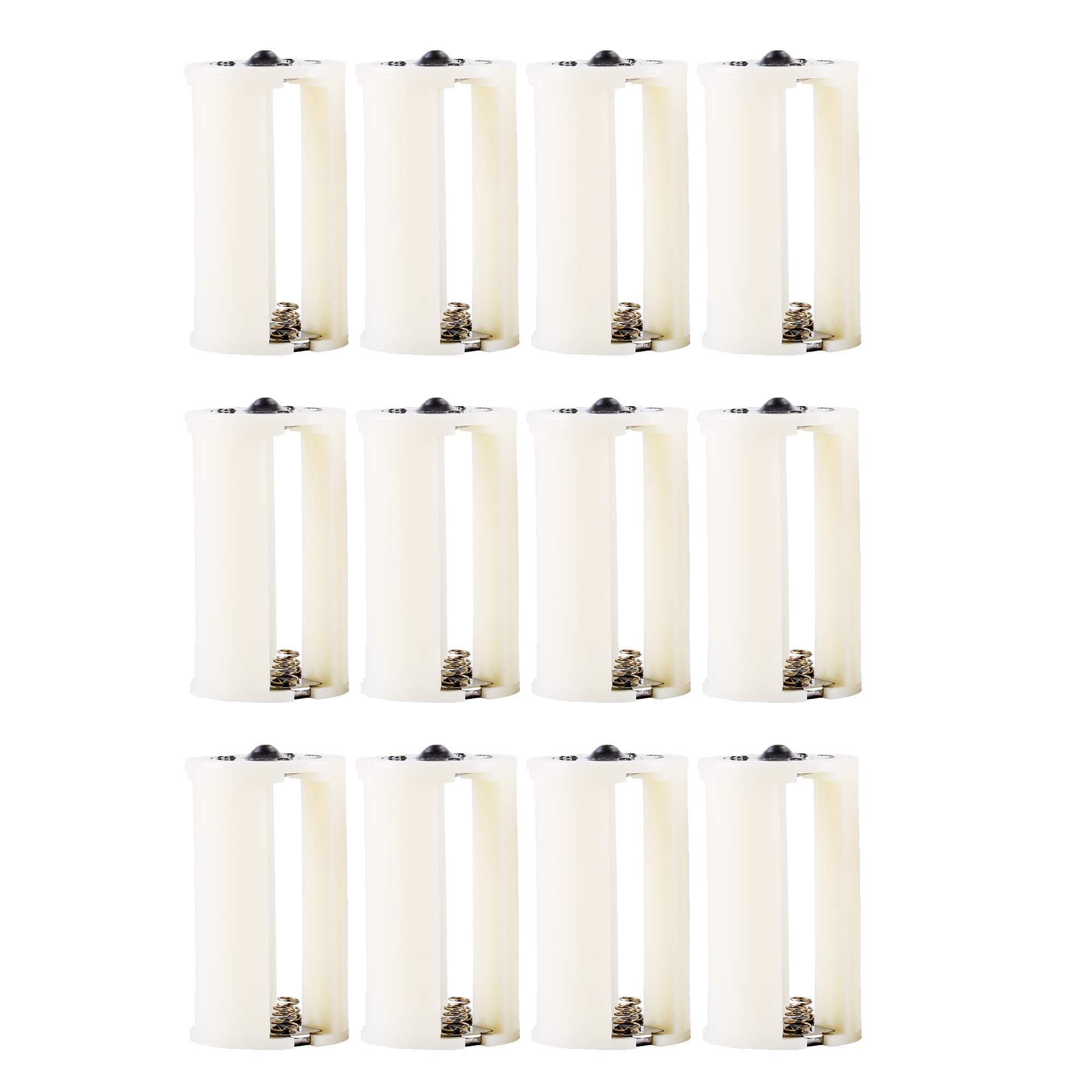 Whizzotech Parallel AA to D Battery Adapters Holder 1.5V Output Case Box 3 AA to 1 D Converter (12 Pack White)