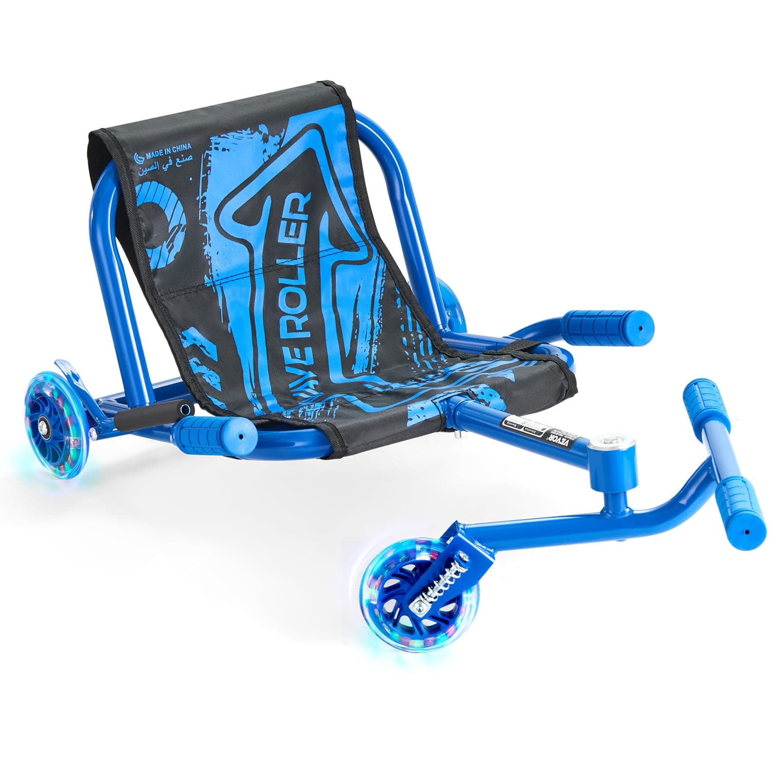 VEVOR Ride-on Scooter, 132 lbs Load Capacity, Swing Side-to-Side for Amazing Ride, Powered by Zig-Zag Motion, Drifts on Any Hard Surface, Ages 4+, Blue