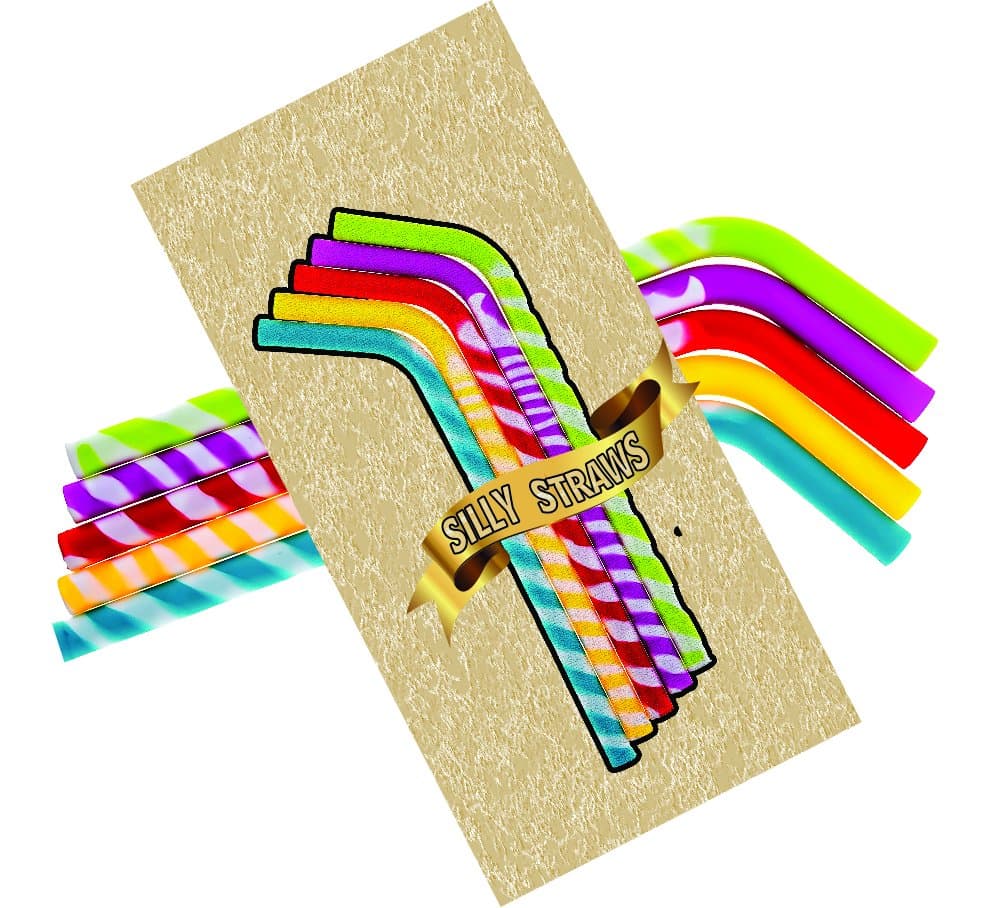 Silly Straws Silicone Reusable Smoothie Straws (5 Pack)