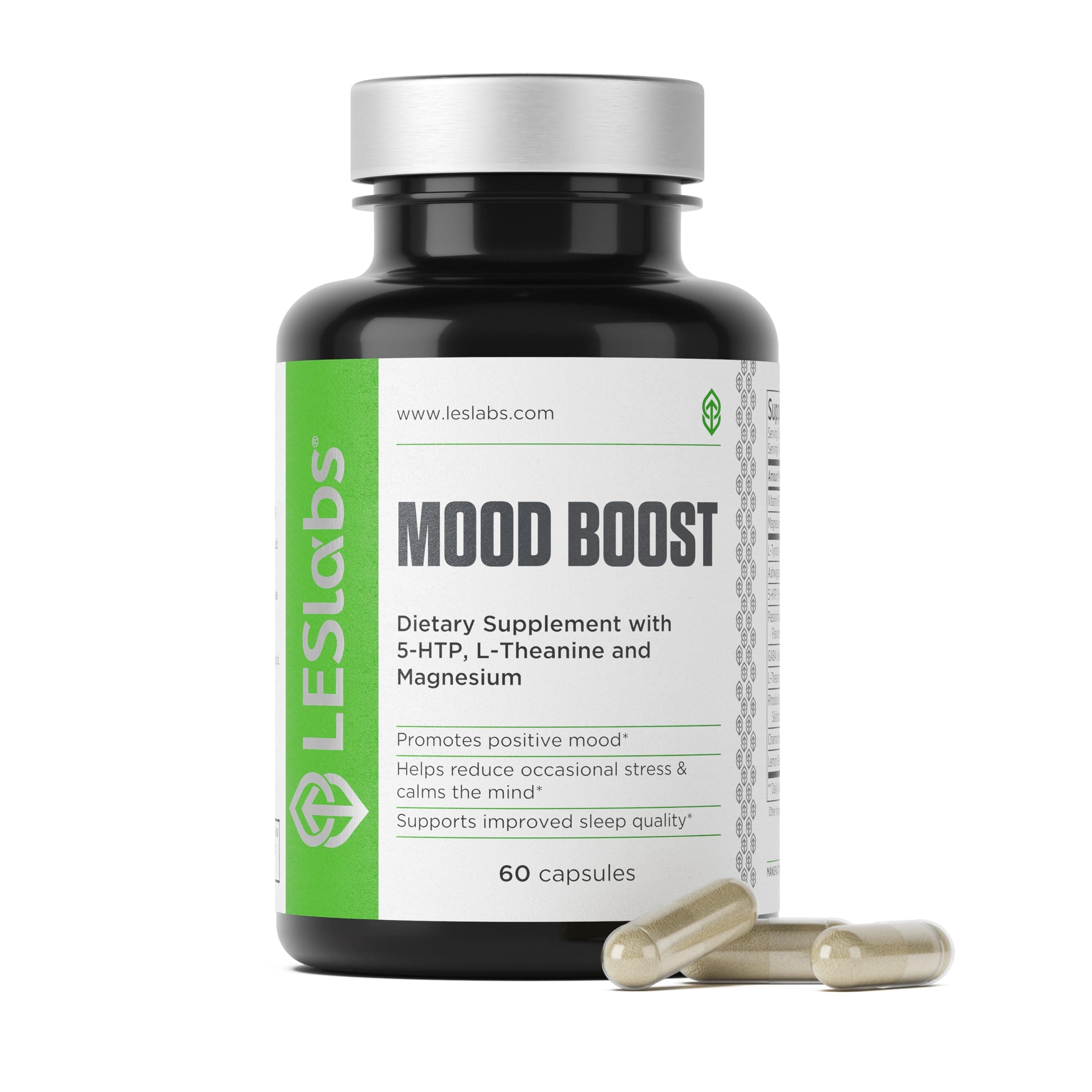 Mood Boost – Stress Relief, Mood Support, Deep Relaxation & Better Sleep – 5-HTP, Ashwagandha, Rhodiola Rosea, Magnesium, L-Theanine & GABA – Non-GMO Supplement – 60 Capsules