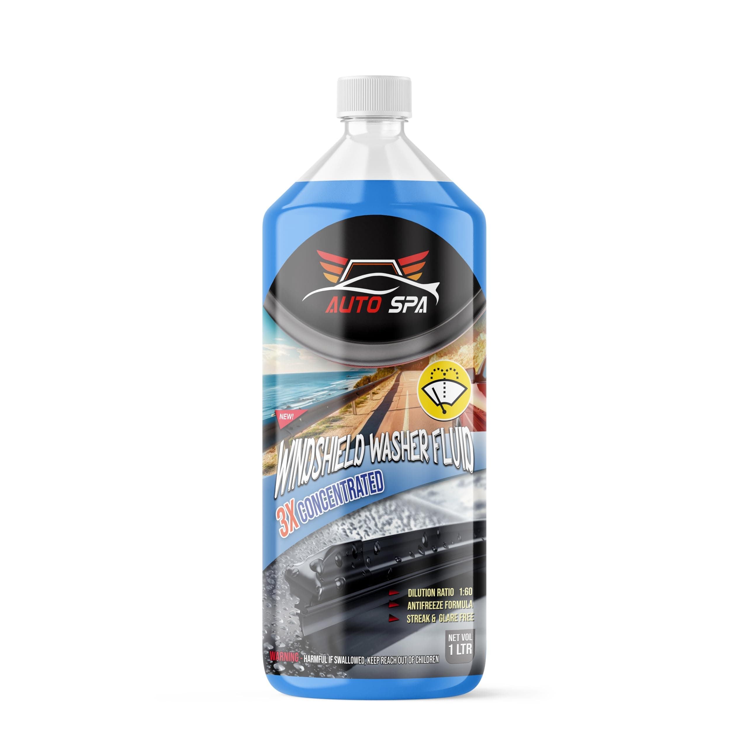 (1LTR) Windshield Washer Fluid For Car Liquid (Adding 10ml is Enough For 1LTR Water) 3X Concentrated Glass Cleaner Additive | Smooth Wiper Action & Anti-Haze Vision | Perfect for Long Drives