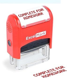 ExcelMark Complete for Homework - Self-Inking Two-Color Rubber Teacher Stamp - Perfect for Grading Homework - Red and Blue Ink