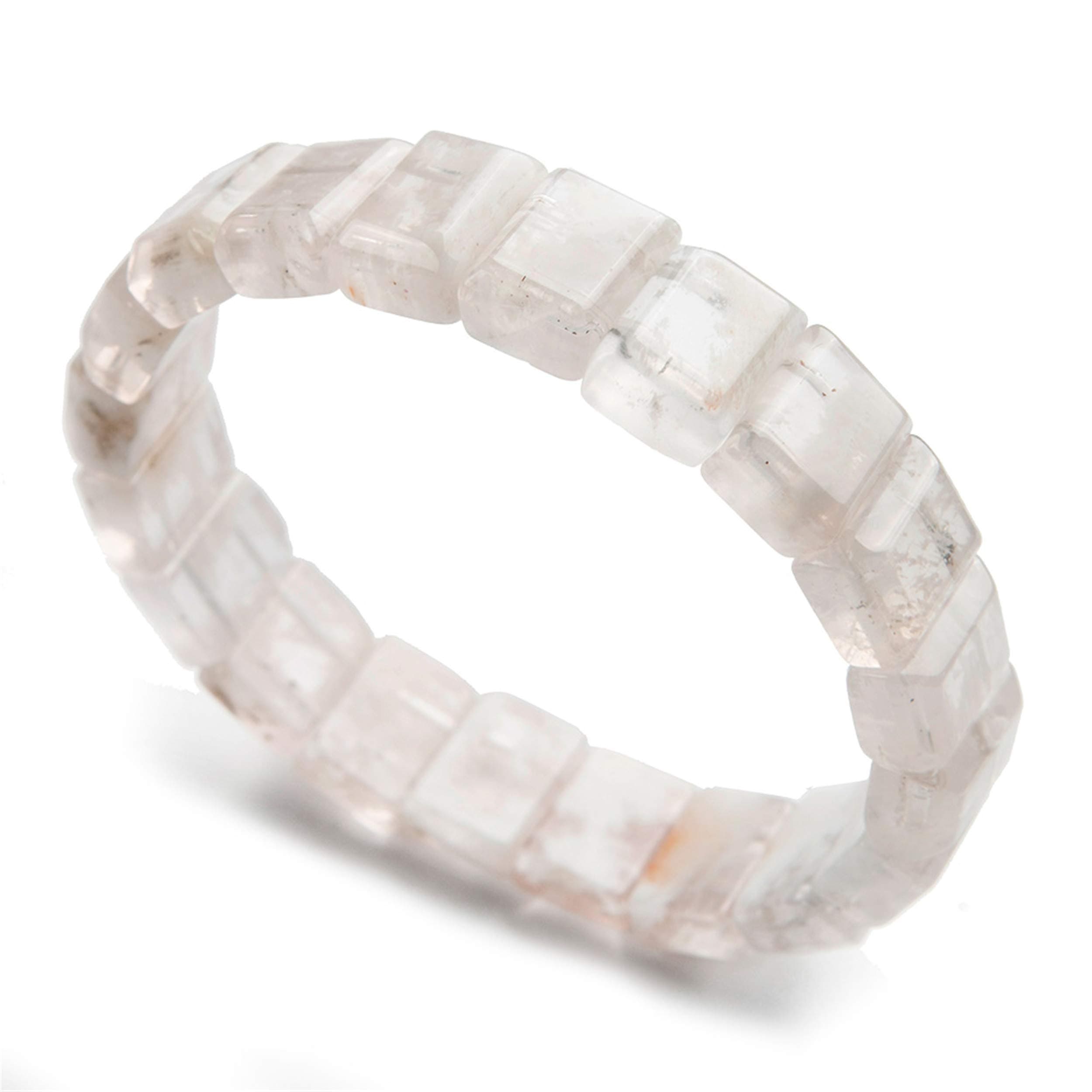 Gemstone Bracelet Natural White Phantom Quartz Sericite Crystal Bangle