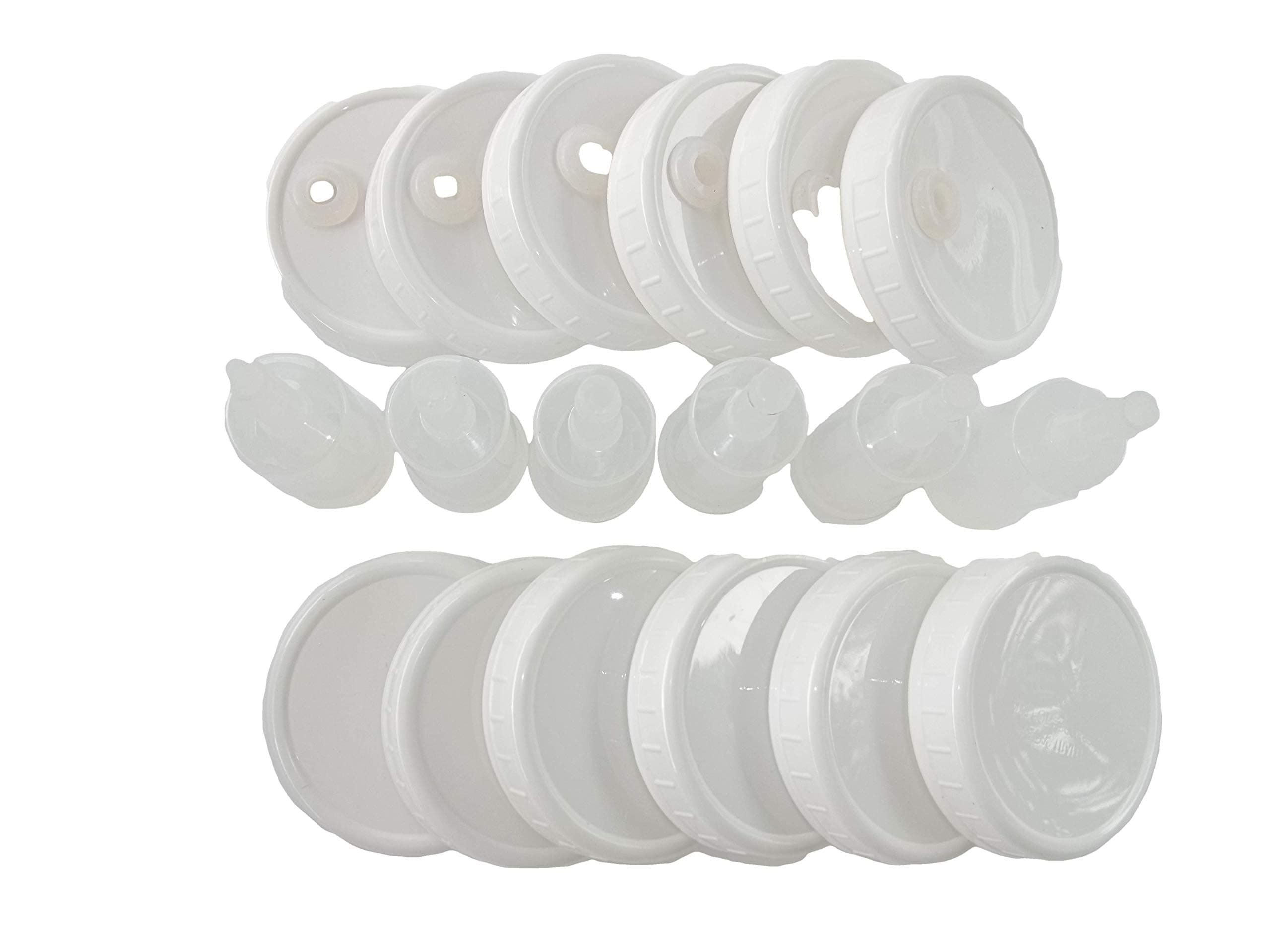 6 Complete Ultimate Pickle Jar Brand Plastic Mason Jar Fermentation Lids. Includes Unbreakable Airlocks, Gaskets, Grommets AND 6 After-Ferment Storage Lids (Wide Mouth Mason Jar)