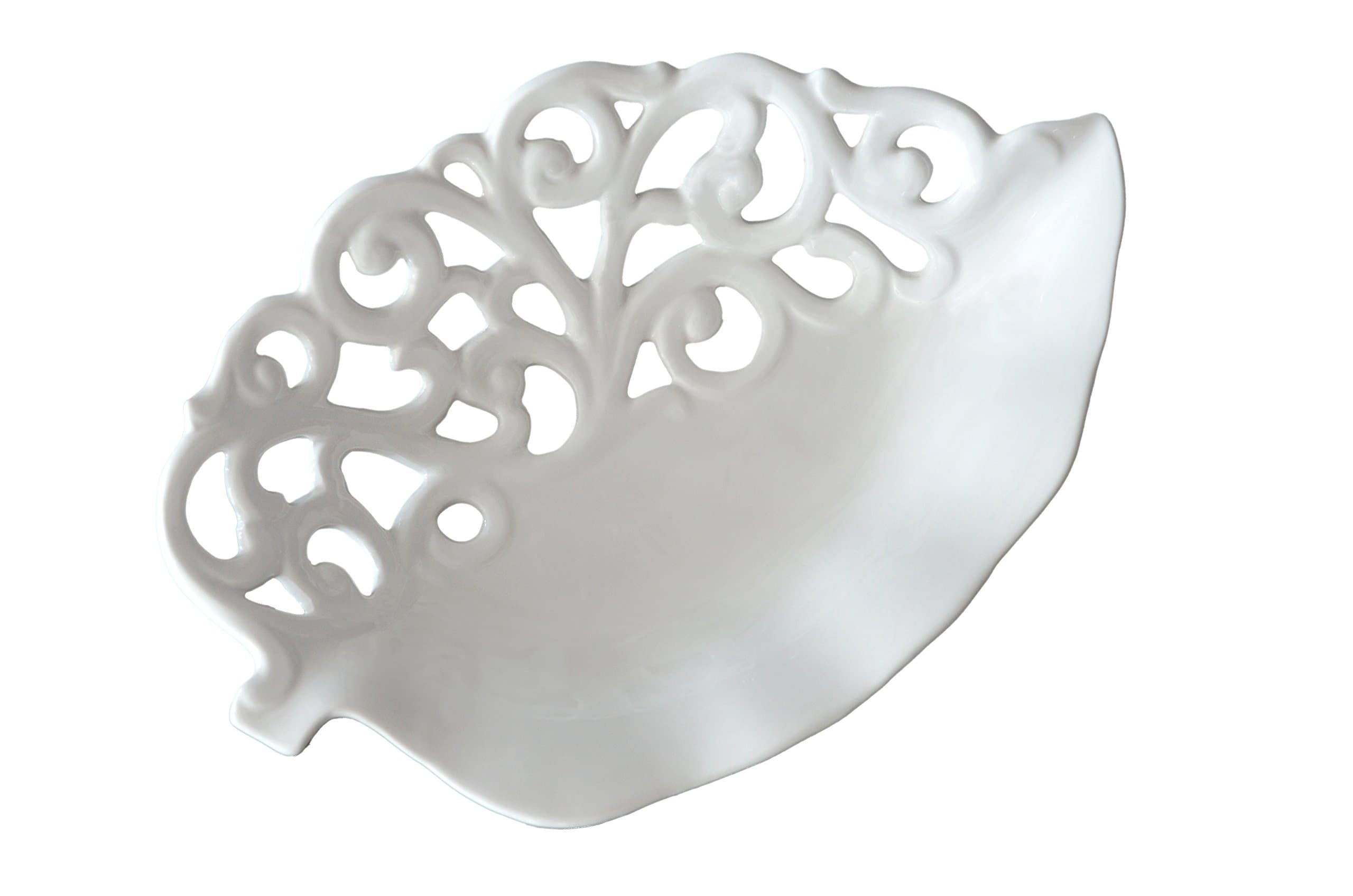 Tannex Leaf Bowl with Cut-Out Pattern, 19.25-Inch