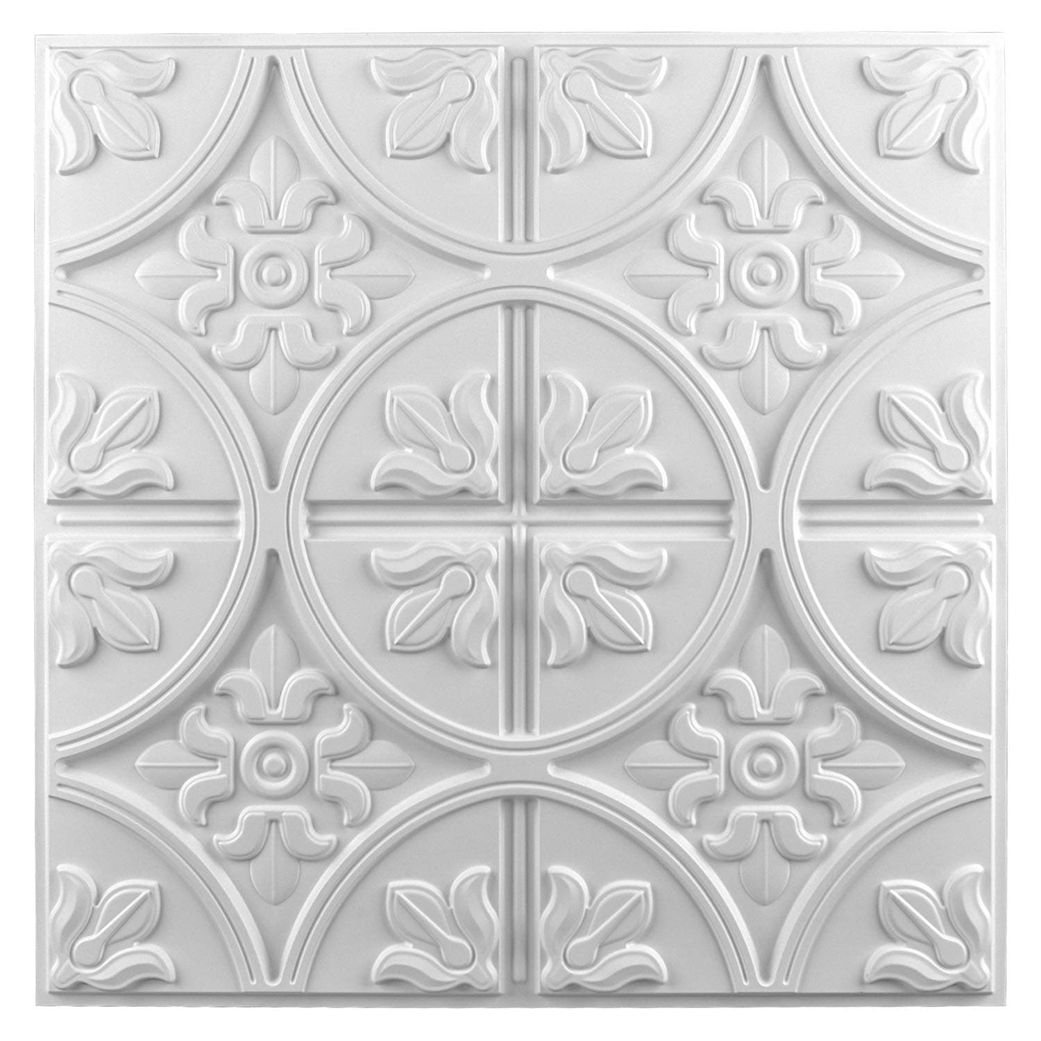 Art3d Drop Ceiling Tiles 2x2, Glue-up Ceiling Panel, Fancy Classic Style in White
