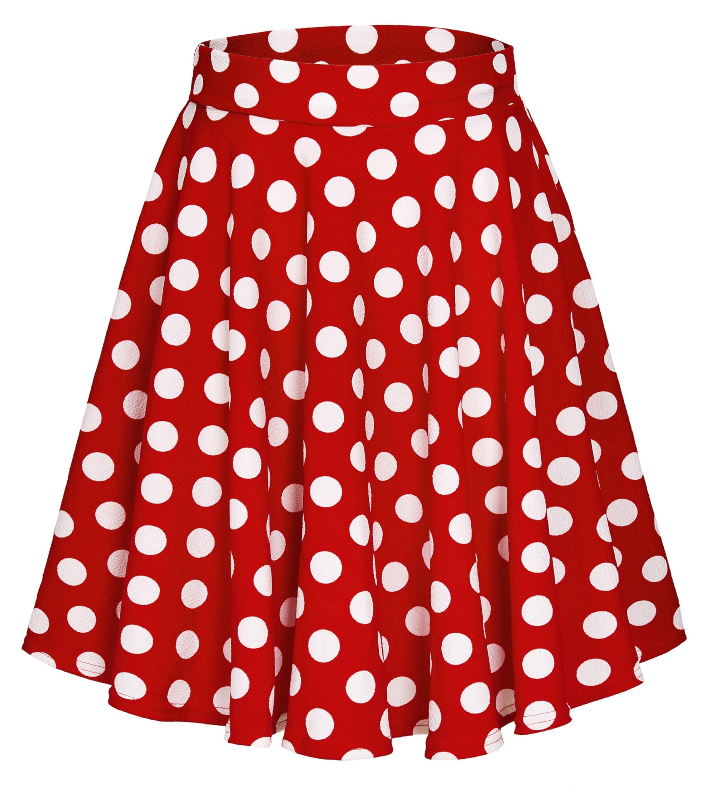 Urban CoCoWomen's Basic Midi Skirt Versatile Stretchy Flared Casual High Waisted Skirt