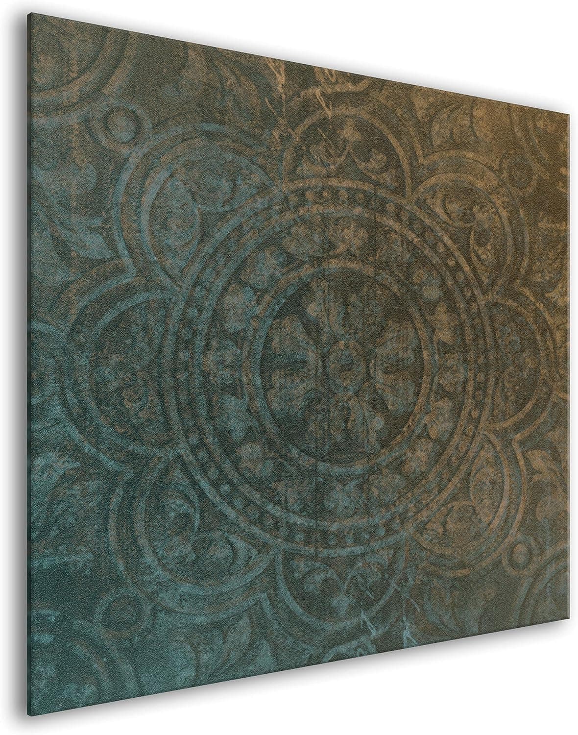 murando Glass Splashback for Kitchen Backsplash Cooker Protector Tempered Glass Decorative Wall Art Panel Heat Resistant Graphic 60x60 cm / 24"x24" Ornament Mandala Orient f-C-0433-aq-a