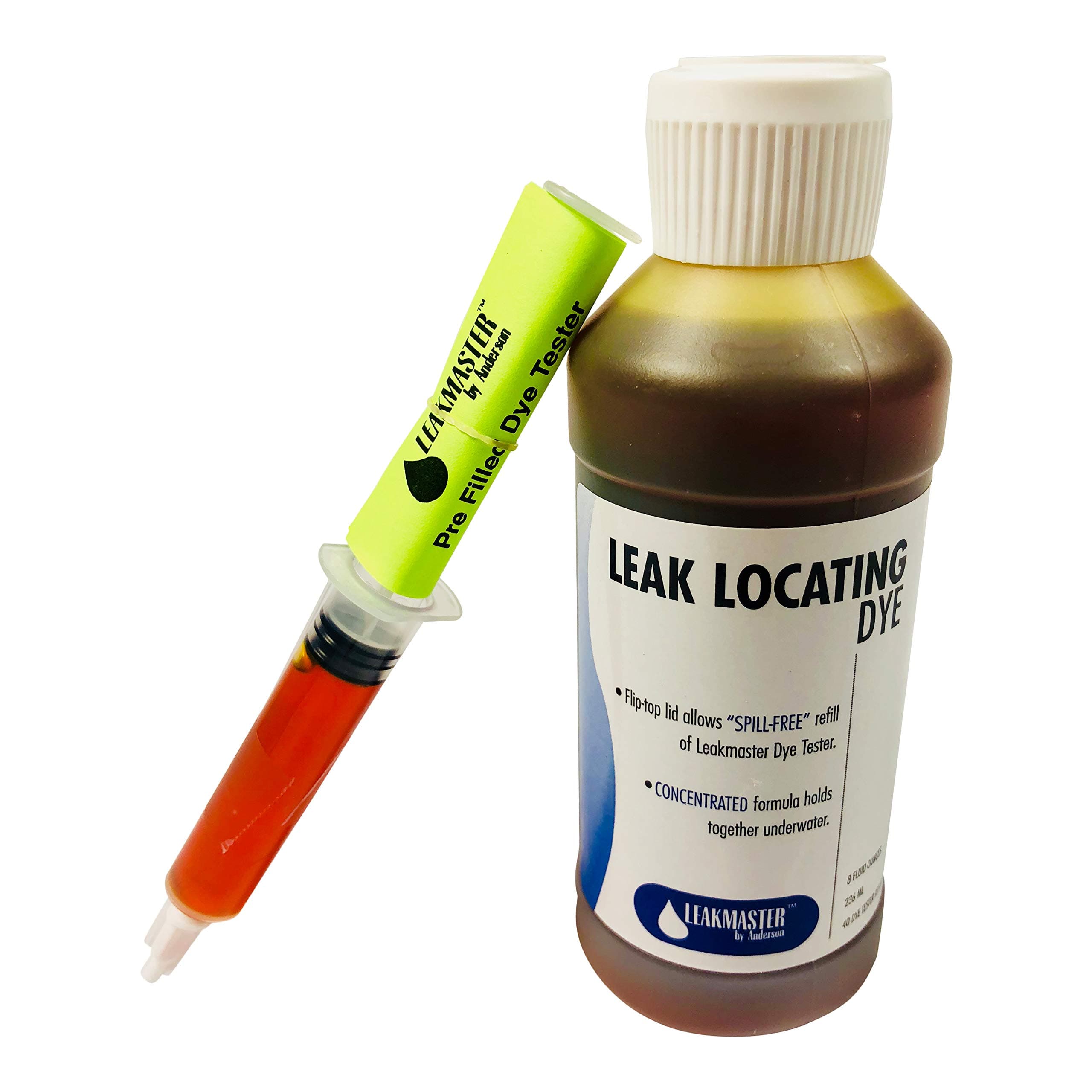 Pool Dye Leak Detection Kit | Fluorescent Yellow Pool Dye Syringe & Refill Bottle | Solves #1 Complaint DIYers (Yellow)
