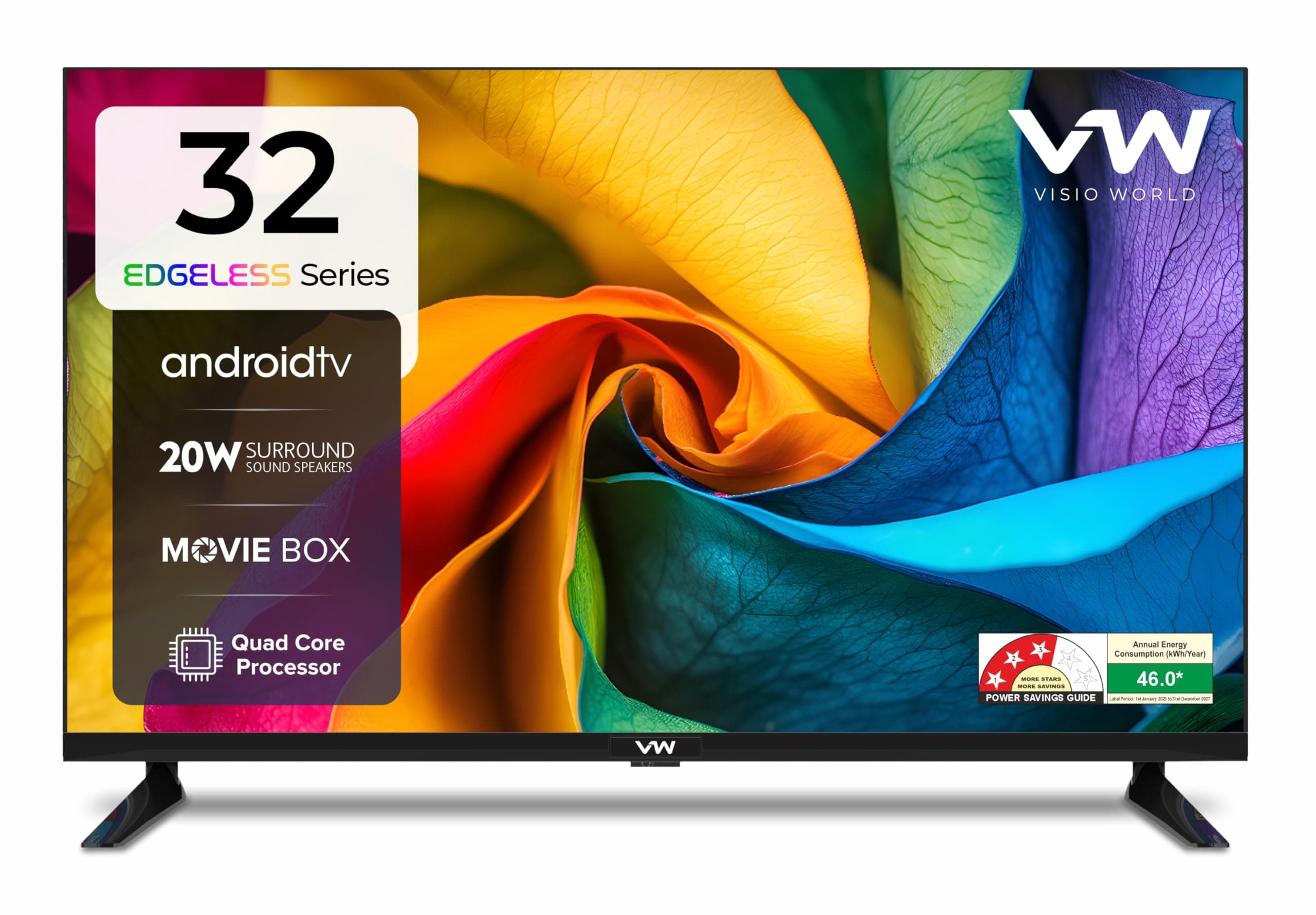 VW 80 cm (32 inches) Frameless Series HD Ready Android Smart LED TV VW32S