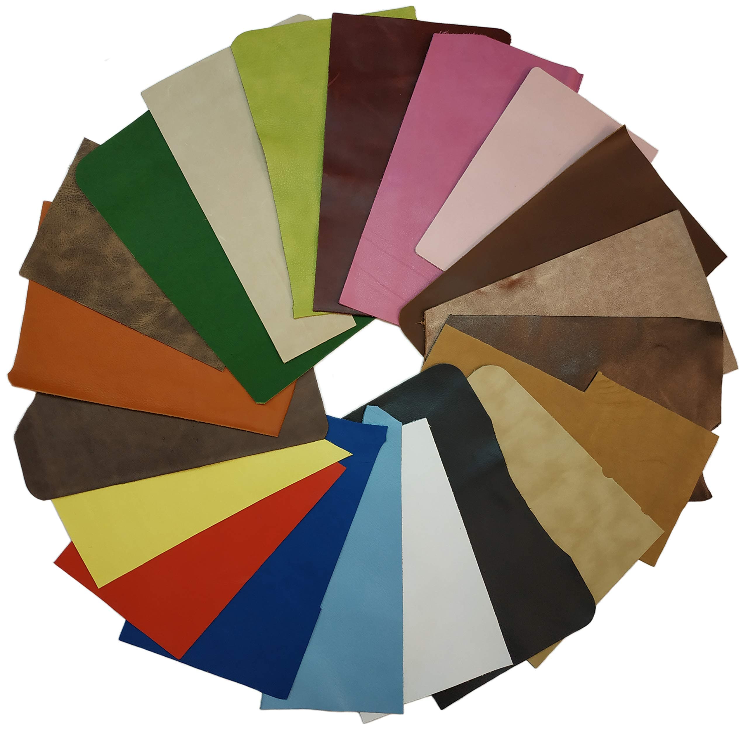 UPON LEATHERUpon Leather - Genuine Leather Scraps 1 Pound Medium & Large Pieces | 6-7 Square Feet Cowhide remnants for Crafts, Earrings, Jewelry | 15 Pieces or More of Various Sizes, Colors and Styles.