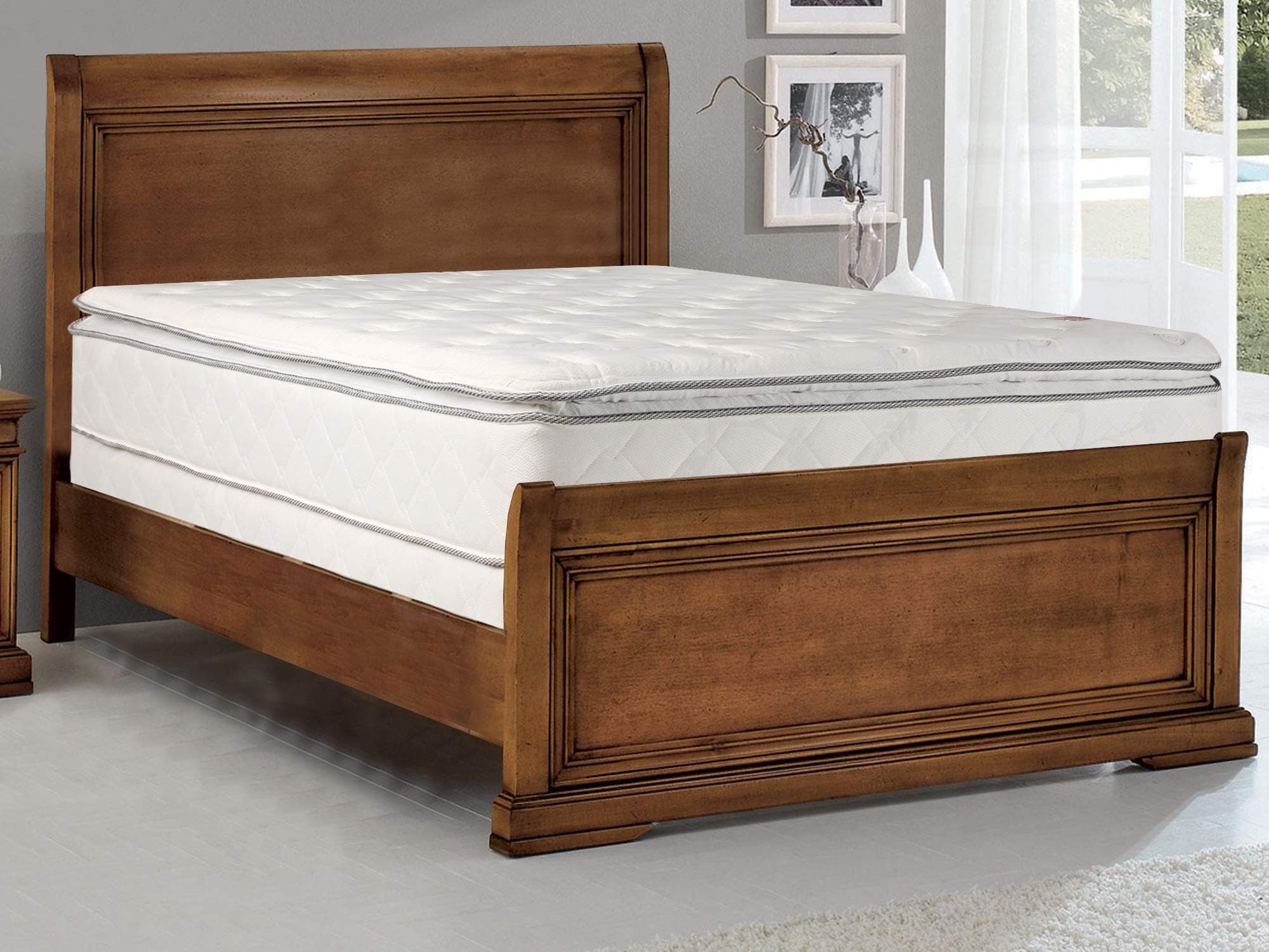 Spinal Solution 10-Inch Medium Plush Pillowtop Innerspring 8" Wood Box Spring for Mattress, Queen, Beige