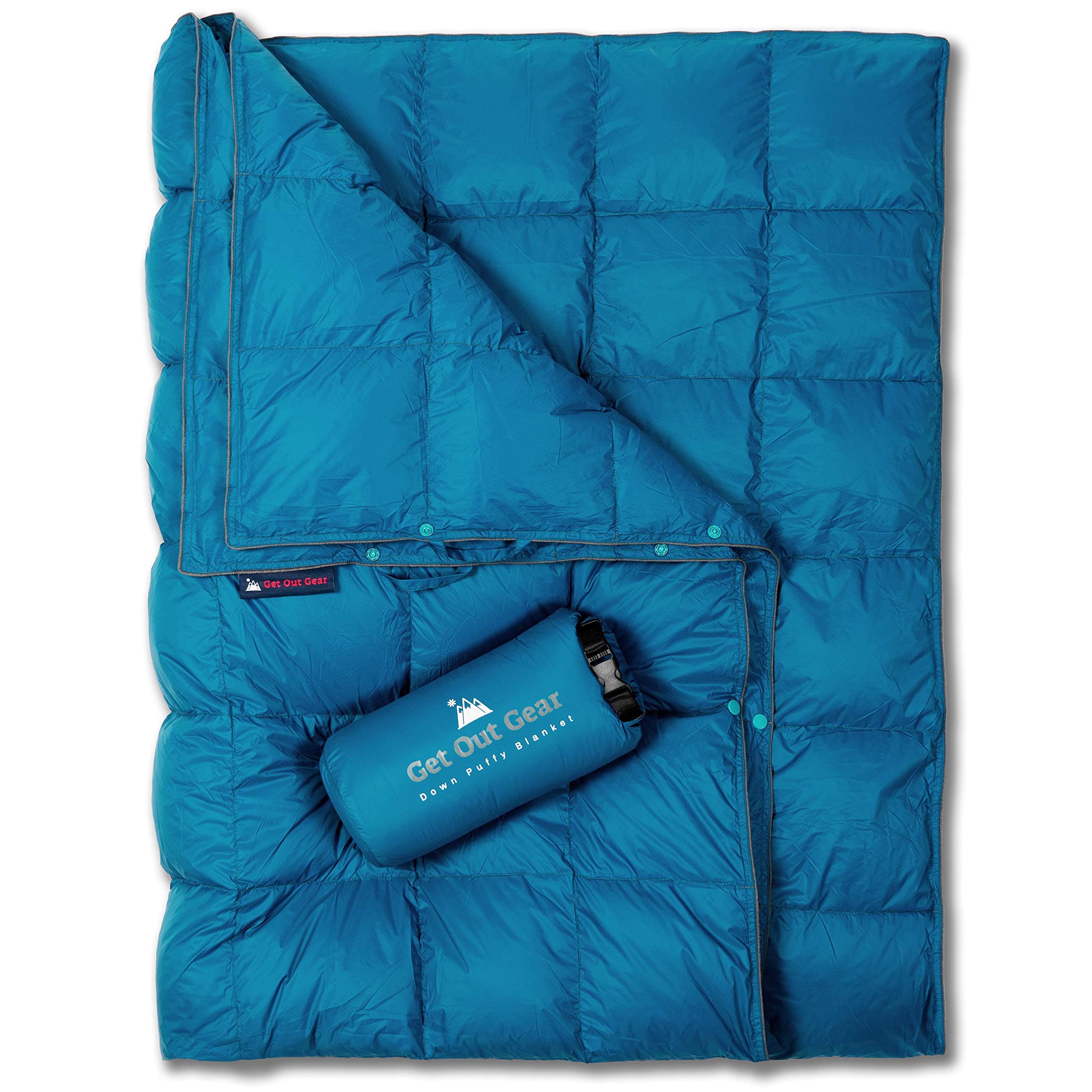 Down Camping Blanket - Puffy, Packable, Lightweight and Warm | Ideal for Outdoors, Travel, Stadium, Festivals, Beach, Hammock | 650 Fill Power Water-Resistant Backpacking Quilt